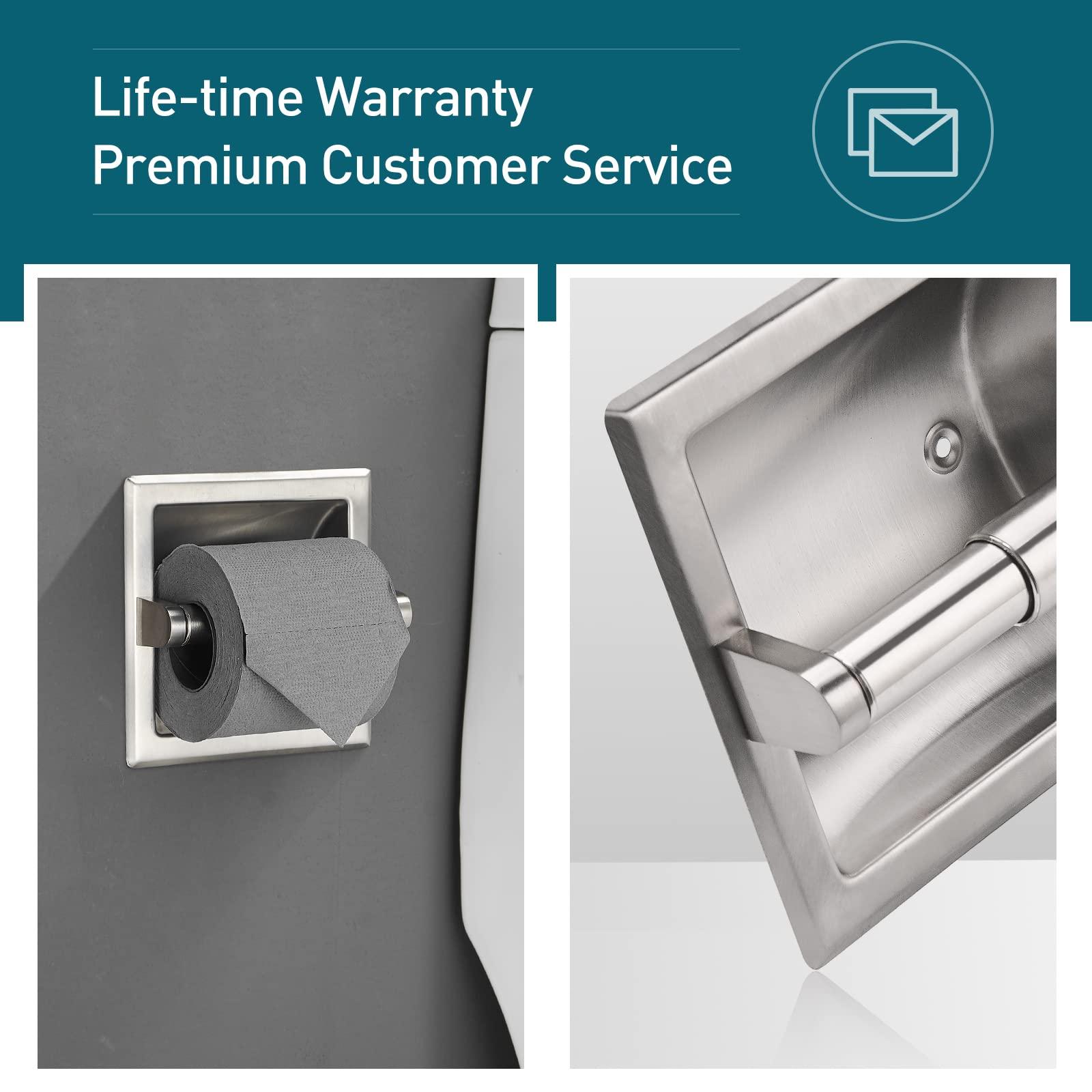 POKIM Smack Brushed Nickel Recessed Toilet Paper Holder,Contemporary Hotel Style Wall Toilet Paper Holder - Recessed Toilet Tissue Holder Includes Rear Mounting Bracket