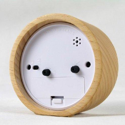 glomarts Glomarts Round Wooden Silent Desk Alarm Clock with Nightlight