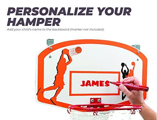 Etna Etna Over the Door Basketball Laundry Hamper -Space Saving Hanging Laundry Hamper with Metal Ring, Backboard, Drawstring Bag-Fun Laundry Hamper to use in Kids Room, Dorm Rooms, Dunk Away Dirty Laundry