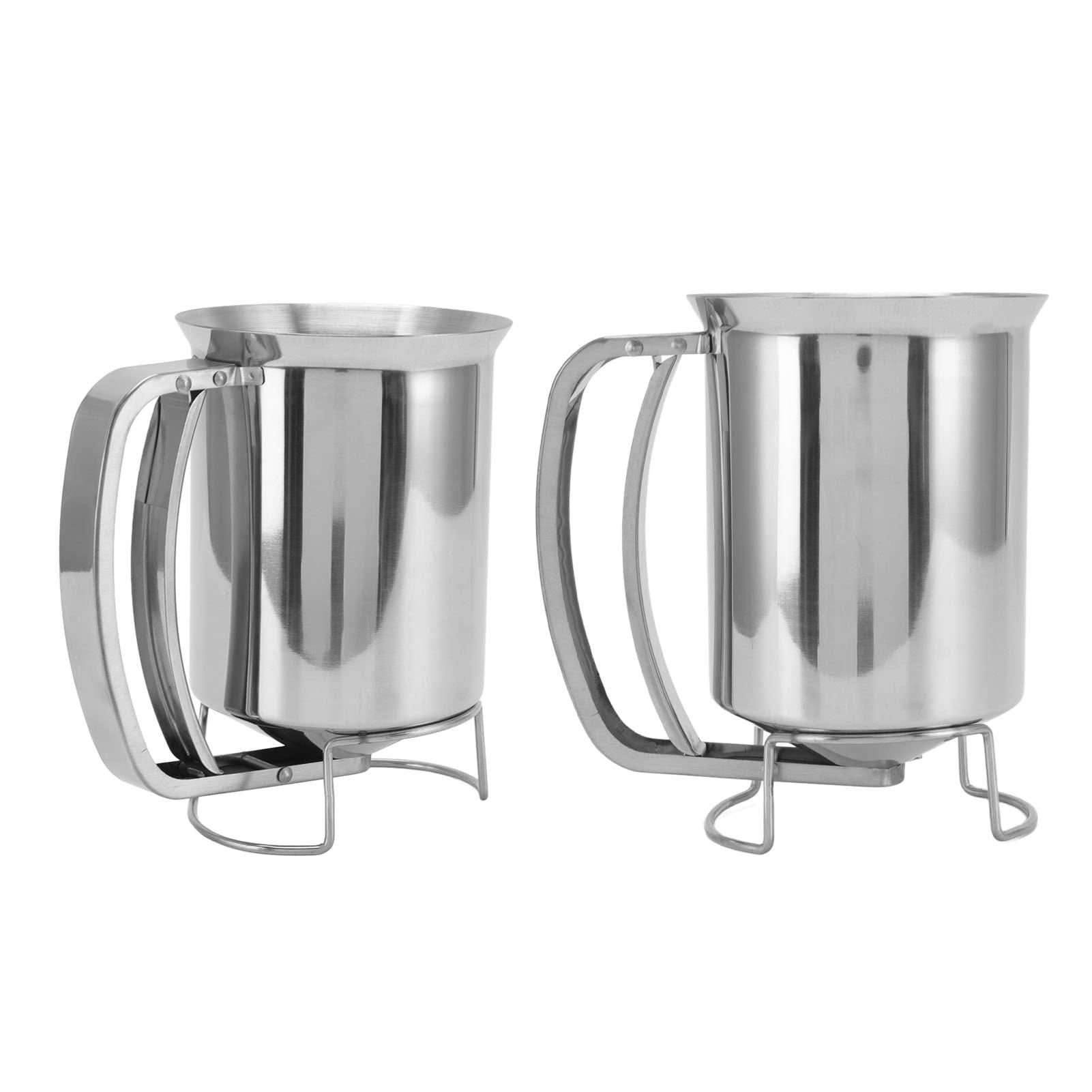 JANCAN Pancake Batter Dispenser, Batter Mixer Dispenser,Handheld Stainless Steel Pancake Pourer for Baking Cupcakes Muffins,Great for Baking,Cupcakes,Muffins-Cooking Crepes,Waffles,10.5x16.2cm