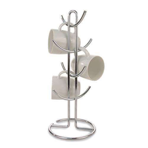 Spectrum Diversified Spectrum Euro Mug Holder Large (Chrome) - Handles 8 Mugs for Coffee & Tea / Décor & Accessory for Kitchen, Countertop, & Coffee Bar Organization