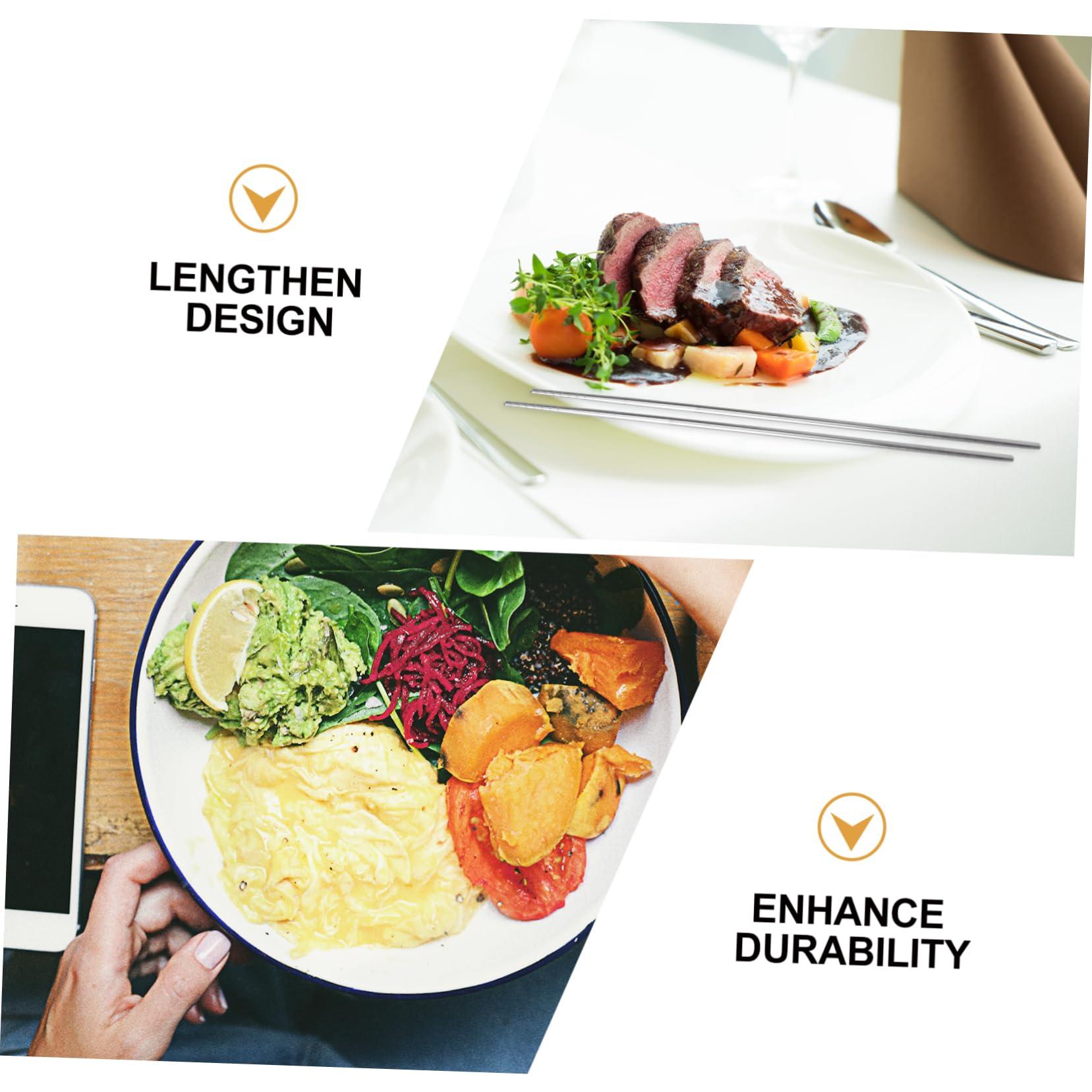 MAGICLULU MAGICLULU 6 Pairs Long Chopsticks Kitchen Tongs Cooking Chopsticks Gamer Chopsticks Titanium Chopsticks LED Chopsticks Chopstick Holder Chopsticks for Cooking Steel Chopstick Tweezers Silver