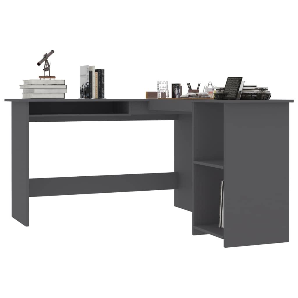 QZZCED L-Shaped Corner Desk ,Study Table,Make Up Desks,Executive Desk,Bedroom Desk,With a Pull-Out Keyboard Tray,for Home Office Writing Desk, Makeup Vanity Console Table,Gray 47.2"x55.1"x29.5" Chipboard