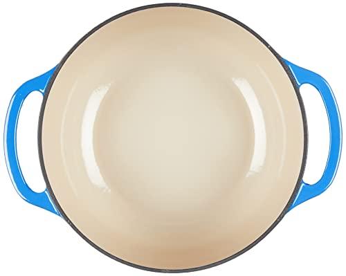 Lodge Lodge 4.5 Quart Enameled Cast Iron Dutch Oven with Lid Dual Handles Oven Safe up to 500 F or on Stovetop - Use to Marinate, Cook, Bake, Refrigerate and Serve Caribbean Blue