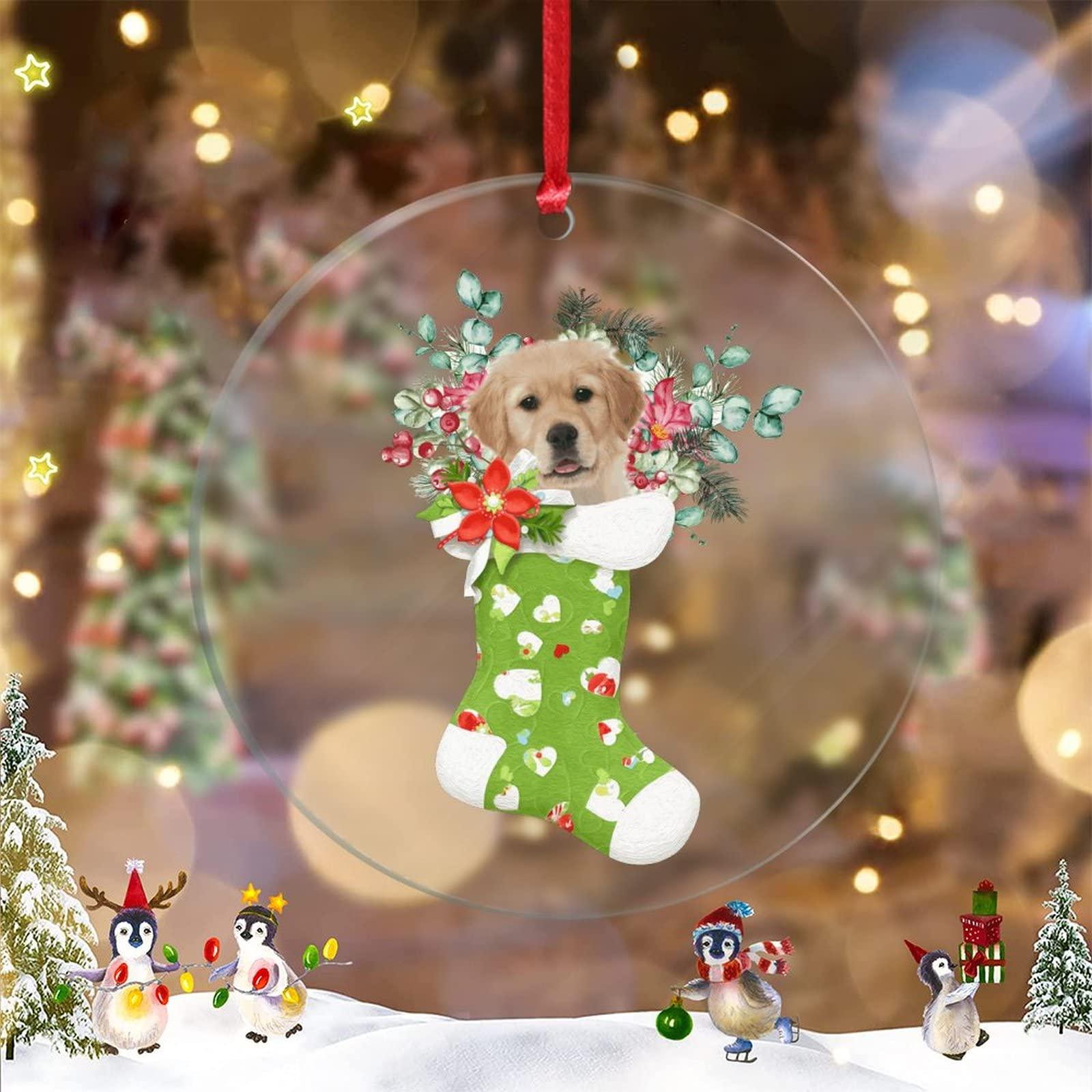 JOYYUEJIIN Merry Christmas Corgi Christmas Ornaments Animal Christmas Stocking Flower Christmas Decorations for Tree Merry Christmas Personalized Christmas Ornaments 2022 Hanging Ornaments New Year Gifts