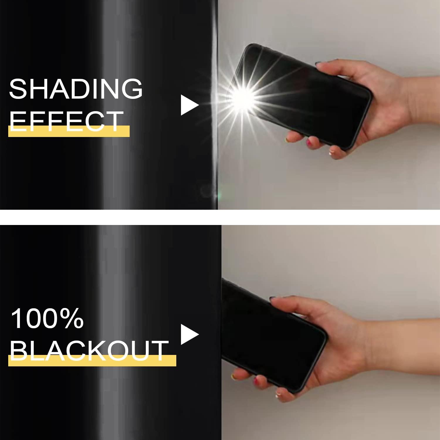 Rutterllow Rutterllow 100% Blackout Curtain Panels, Heat and Full Light Blocking Drapes with Grommets for Bedroom, Black Thermal Insulated Window Treatment Drapes for Living Room (Black, 2 Panels, 42 x 63 inch)