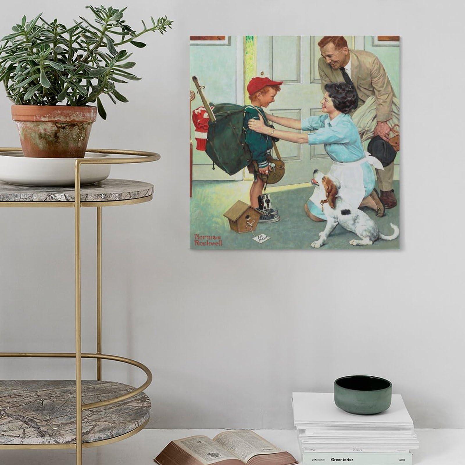 JIANPIN JIANPIN Norman Rockwell Home From Camp Canvas Printing Famous Paintings, Wall Art Posters, Decorativ Poster Decorative Painting Canvas Wall Art Living Room Posters Bedroom Painting 28x28inch(70x70cm)