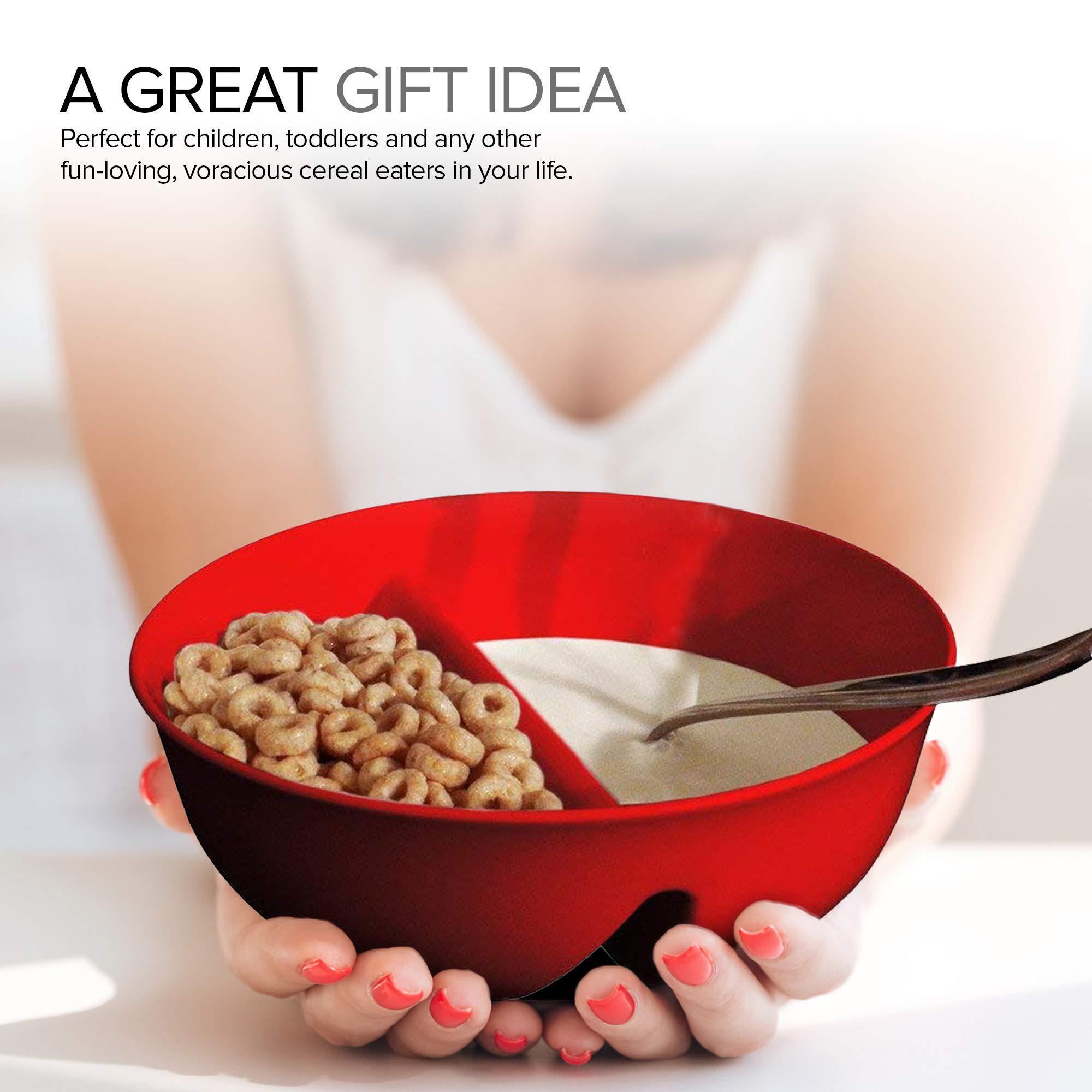 Just Solutions 3 Pack - Just Crunch Anti-Soggy Cereal Bowl - Keeps Cereal Crunchy | BPA Free | Microwave Safe | Ice Cream & Topping, Yogurt & Berries, Fries & Ketchup & More Red, White & Blue