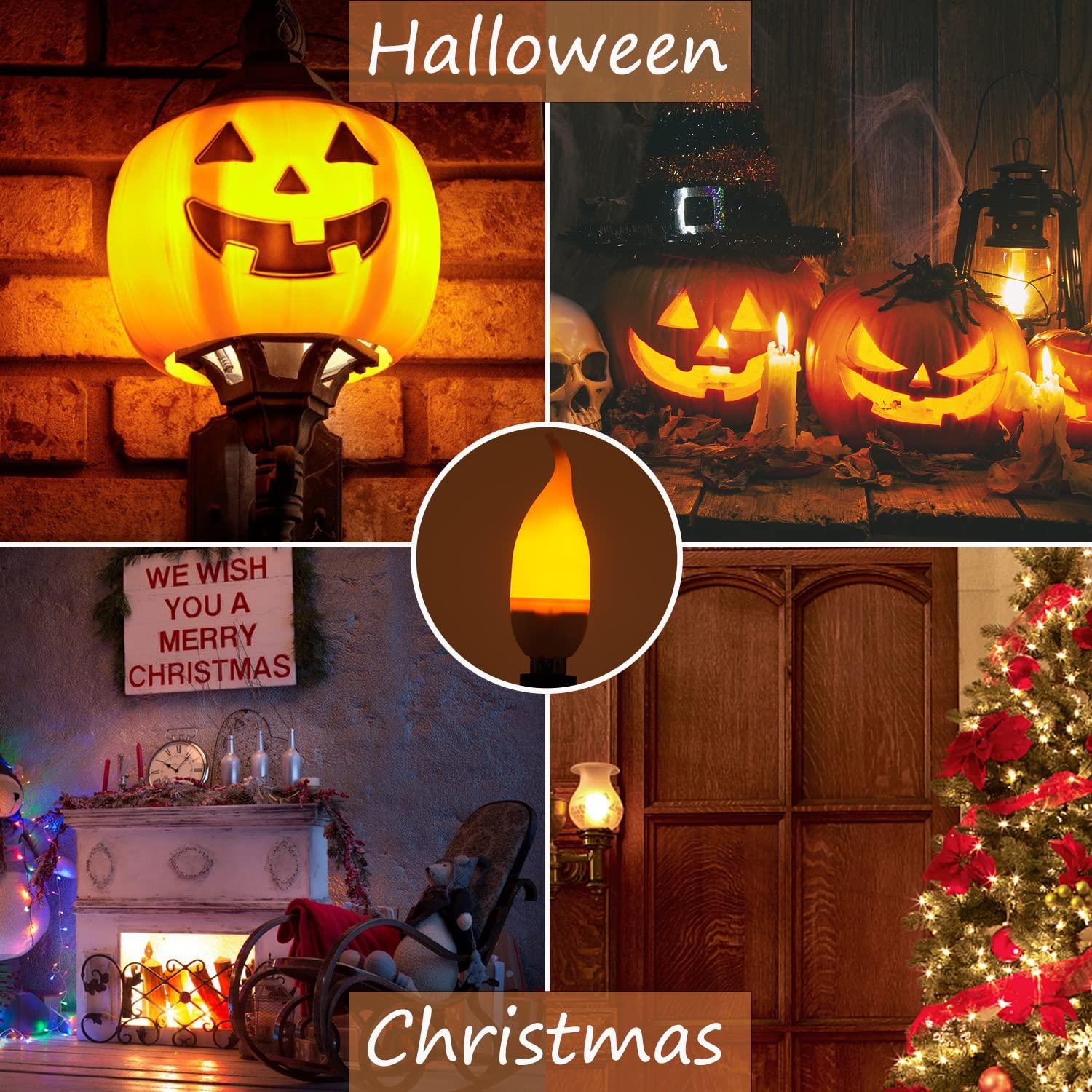 OHLGT OHLGT E12 Flame Bulbs 12 Pack, 3 Mode LED Candelabra Flame Light Bulb 2.0 Watt Warm White Chandelier Flame Bulbs,1800k Candle Light Bulbs, Flame Tip for Christmas Party Decorations