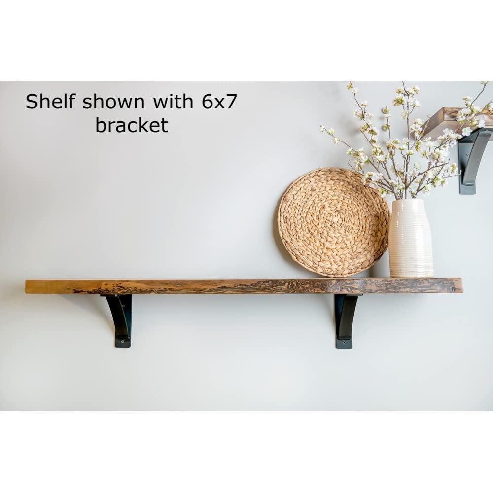 Rustic Red Door Co. RRD Steel Heavy Duty Shelf Brackets (2 Pack) - Triangle Support Floating Shelf Bracket Strong Shelf Brackets - DIY Rustic Shelving Brackets for Modern Rustic Decor (5\"x8\"x2.5\", Black Texture)