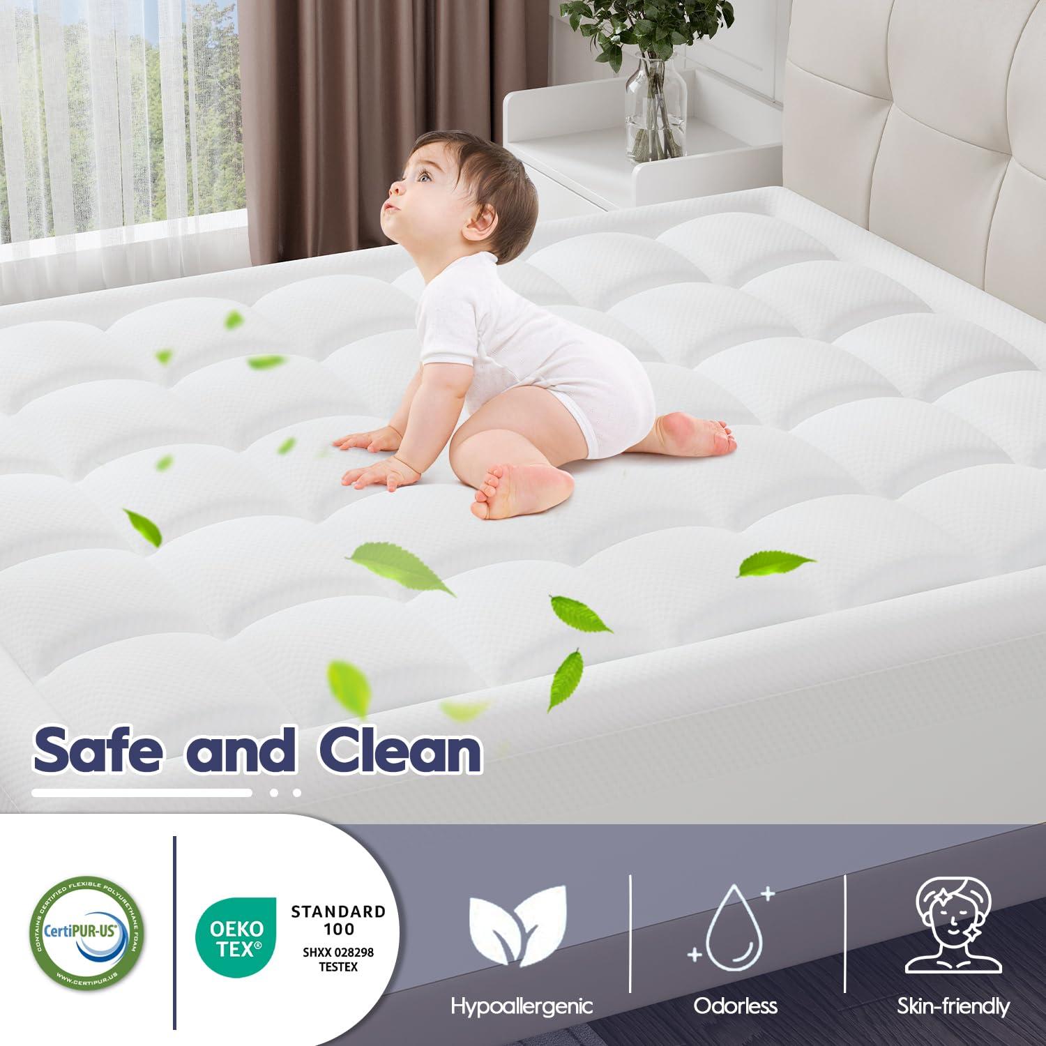 ELEMUSE ELEMUSE Dual Layer 3 Inch Memory Foam Mattress Topper King, 2 Inch Cooling Gel Memory Foam Plus 1 Inch Down Alternative Pillowtop Mattress Pad, Viscose Made from Bamboo Cover, Soft Comfort Support