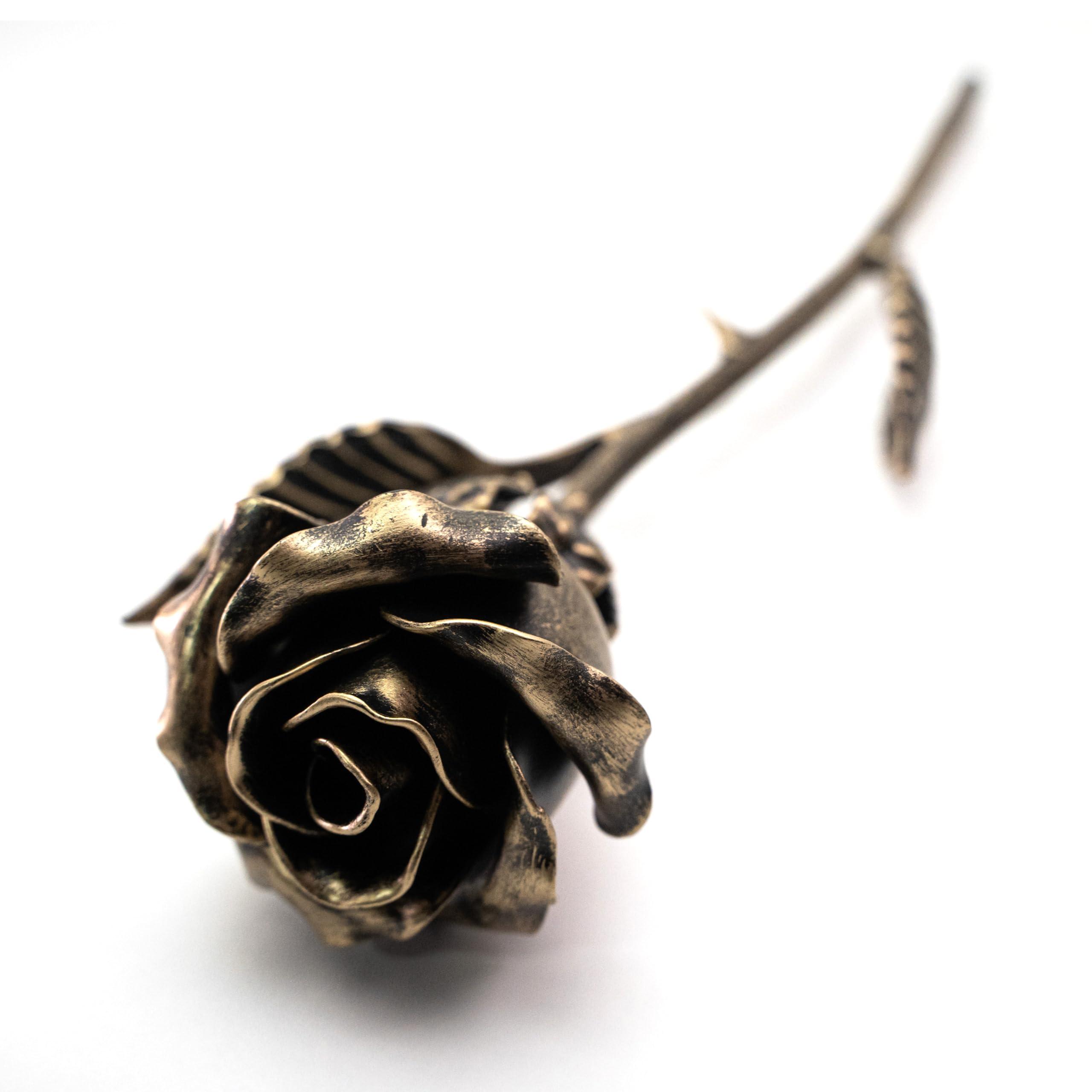 MakuliSmit MakuliSmit Handcrafted Bronze Metal Rose - Solid Gift of Everlasting Love - 8th 19th Wedding for Her
