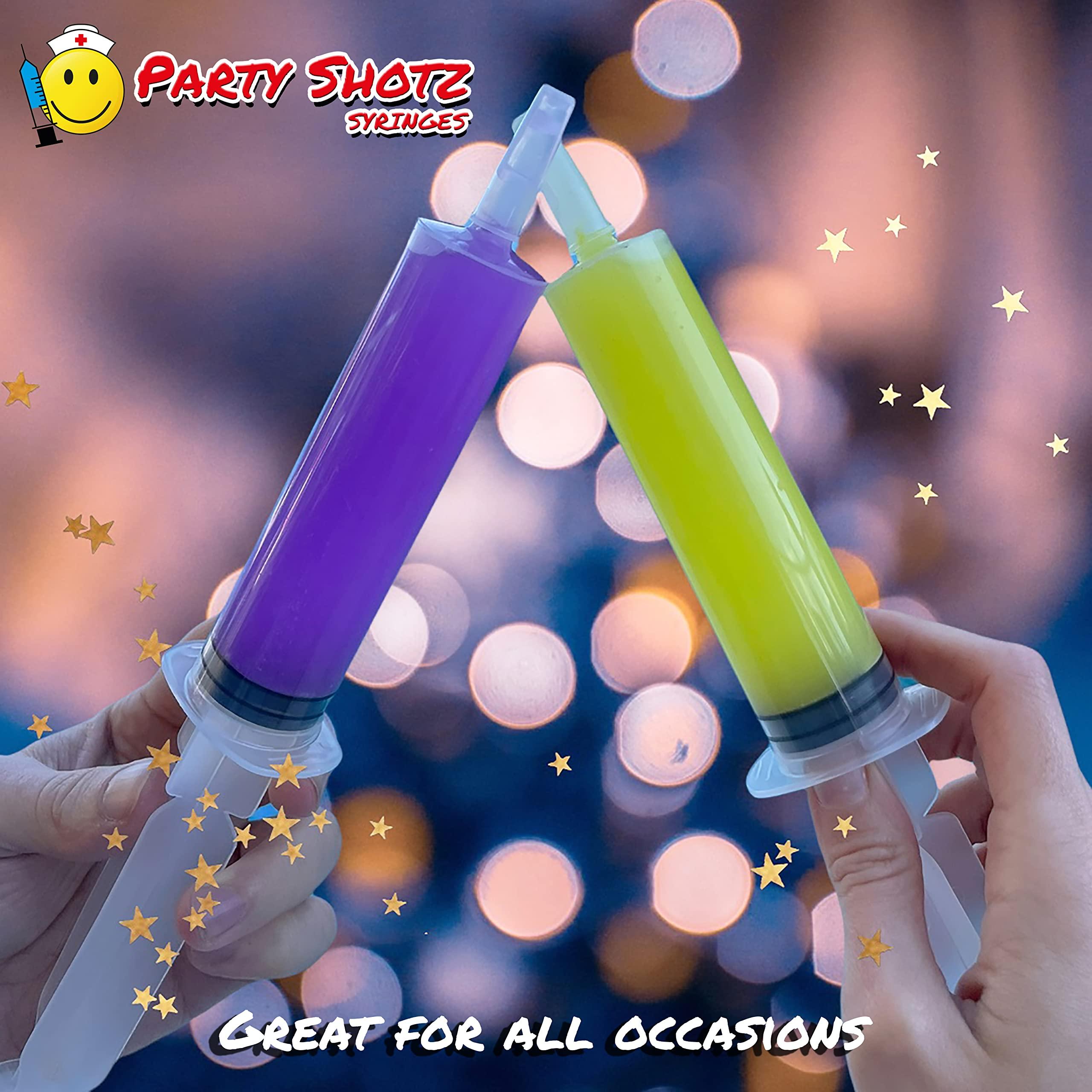 Party Shotz Party Shotz Jello Shot Syringes (Large 2oz with CAPS) Plastic Reusable Shots for Halloween, Christmas, Thanksgiving, Bachelorette Parties Favors - 60ml (2oz Jello Syringes, 50)