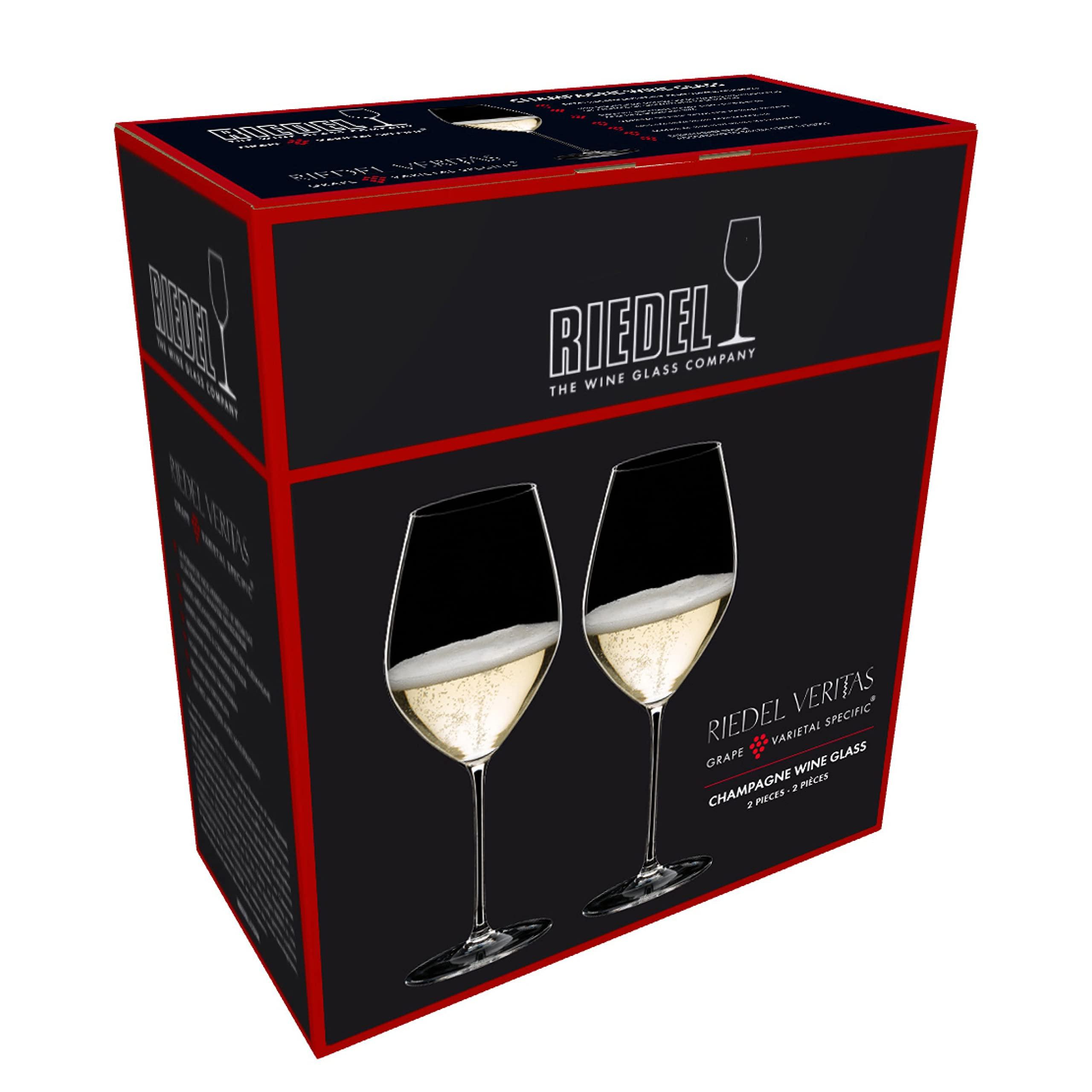 Riedel Riedel Personalized Veritas Champagne Wine Glasses, Set of 2 Custom Engraved 15.69oz Crystal Champagne Glasses for Champagne, Sparkling Wine, Home Bar Accessories