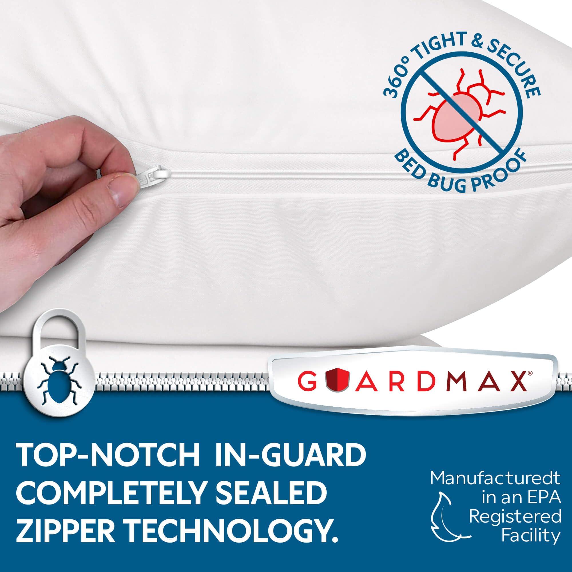 Guardmax Guardmax Premium Pillow Protector with Zipper Standard Size - 8 Pack of Waterproof and Bed Bug Proof Pillow Covers - Pillowcases Protect Against Allergens, Dust Mites, Bed Bugs, and Liquid Spills