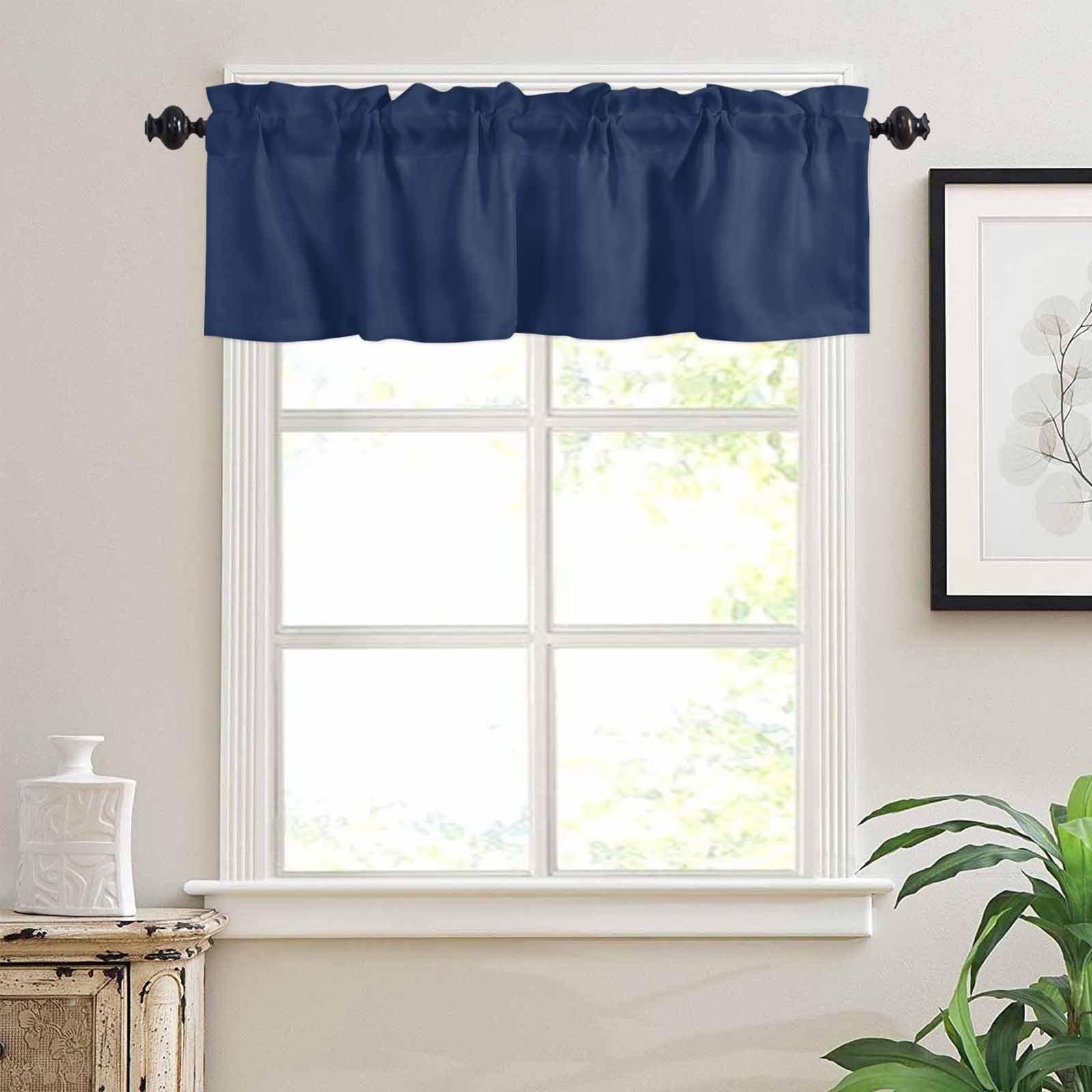 Hokiten Hokiten Navy Blue Window Valance Curtains, Window Treatment for Kitchen, Bathroom, Bedroom, Modern Pure Navy Blue Rod Pocket Short Curtain 1 Panel, 54x18 in