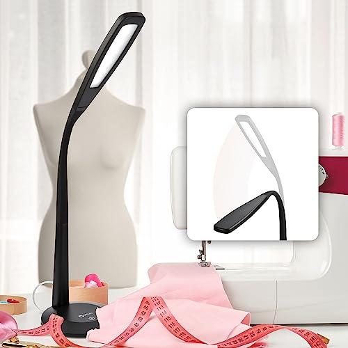 OttLite OttLite LED Desk Lamp with Flexible Neck (Black) - Slim Desk Lamp with 3 Brightness Settings & Touch Activated Controls - Energy-Efficient Natural Daylight LEDs for Home Office, Desk, & Dorms