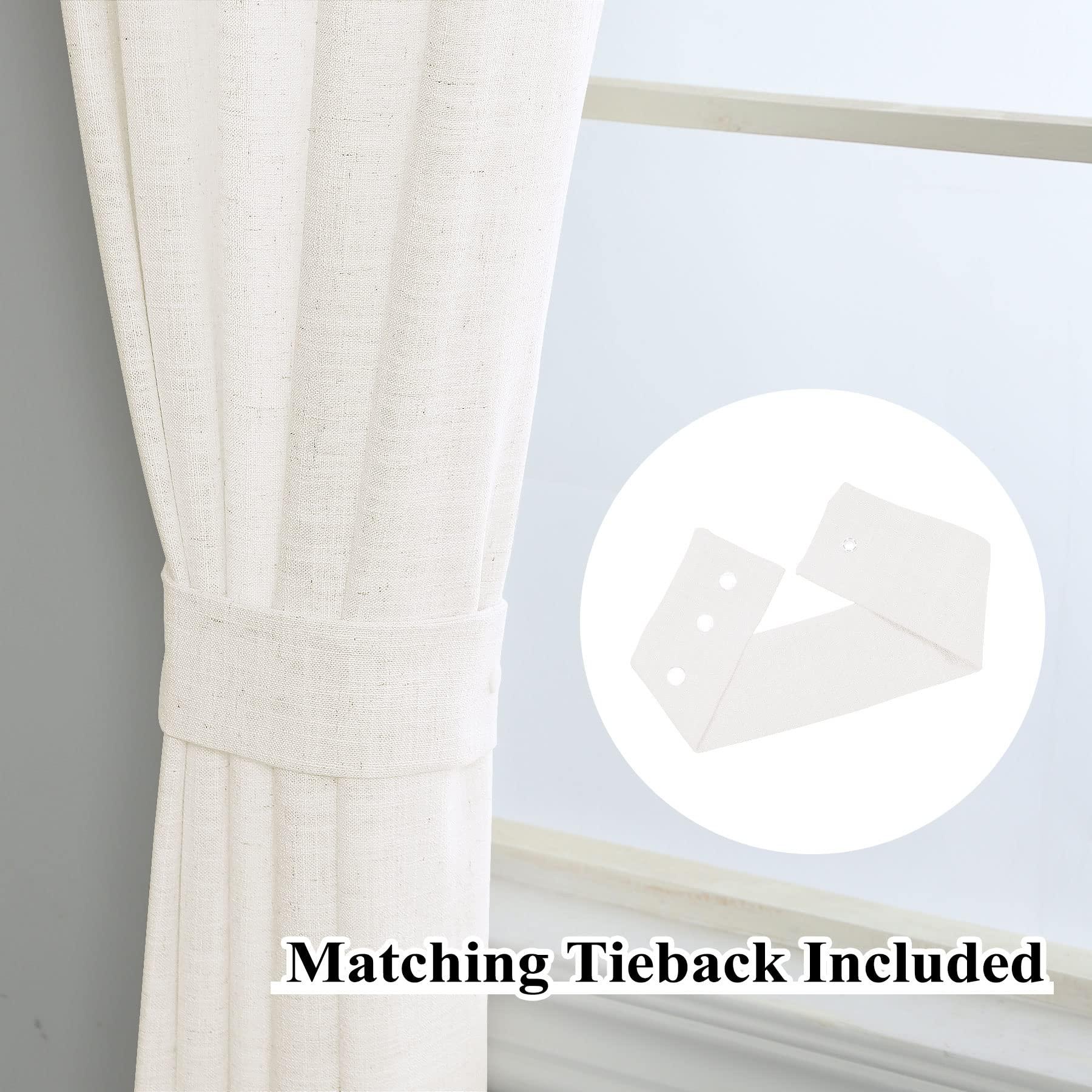 Fcosie Fcosie Living Room Linen Curtains Pinch Pleat Drapes for Traverse Rods Room Darkening Curtain Panels for Farmhouse Wedding Ceremony Party Window Decor (1 Panel), 72" W x 96" L, Ivory White