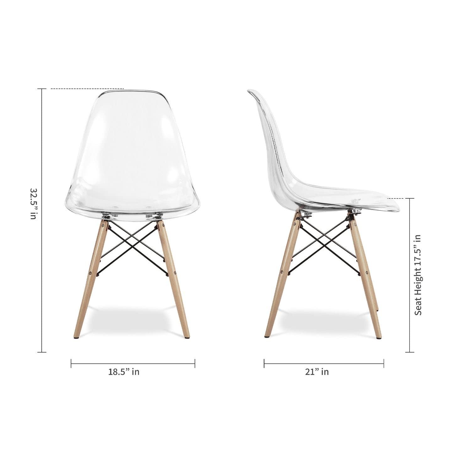 Aron Living Aron Living Pyramid 17.5" Plastic and Beech Wood Dining Chair in Clear