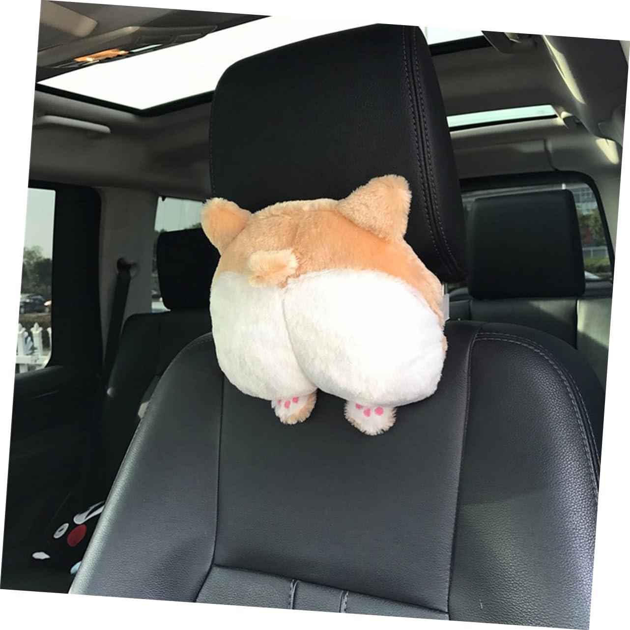 TOYANDONA TOYANDONA Car Headrest Pillow Plush Decorative Pillow Auto Seat Cushion Brown 21x22cm Comfortable Travel Pillow