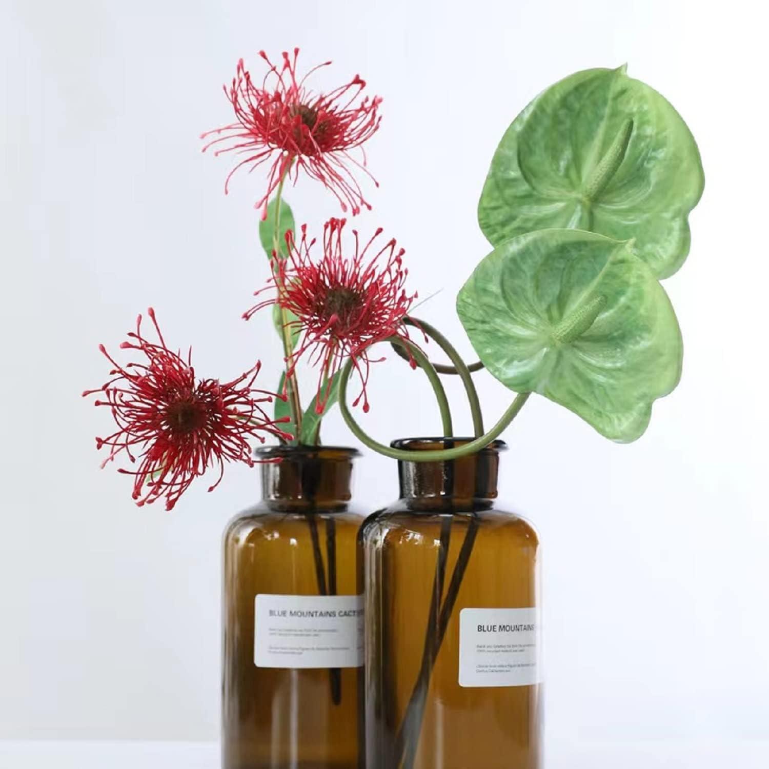 AtHomeYuyue AtHomeYuyue 22\" Artificial Anthurium Lily Flowers 3pcs Green Fake Tropical Flowers for Vase Bouquets Home Office Wedding DecorGreen