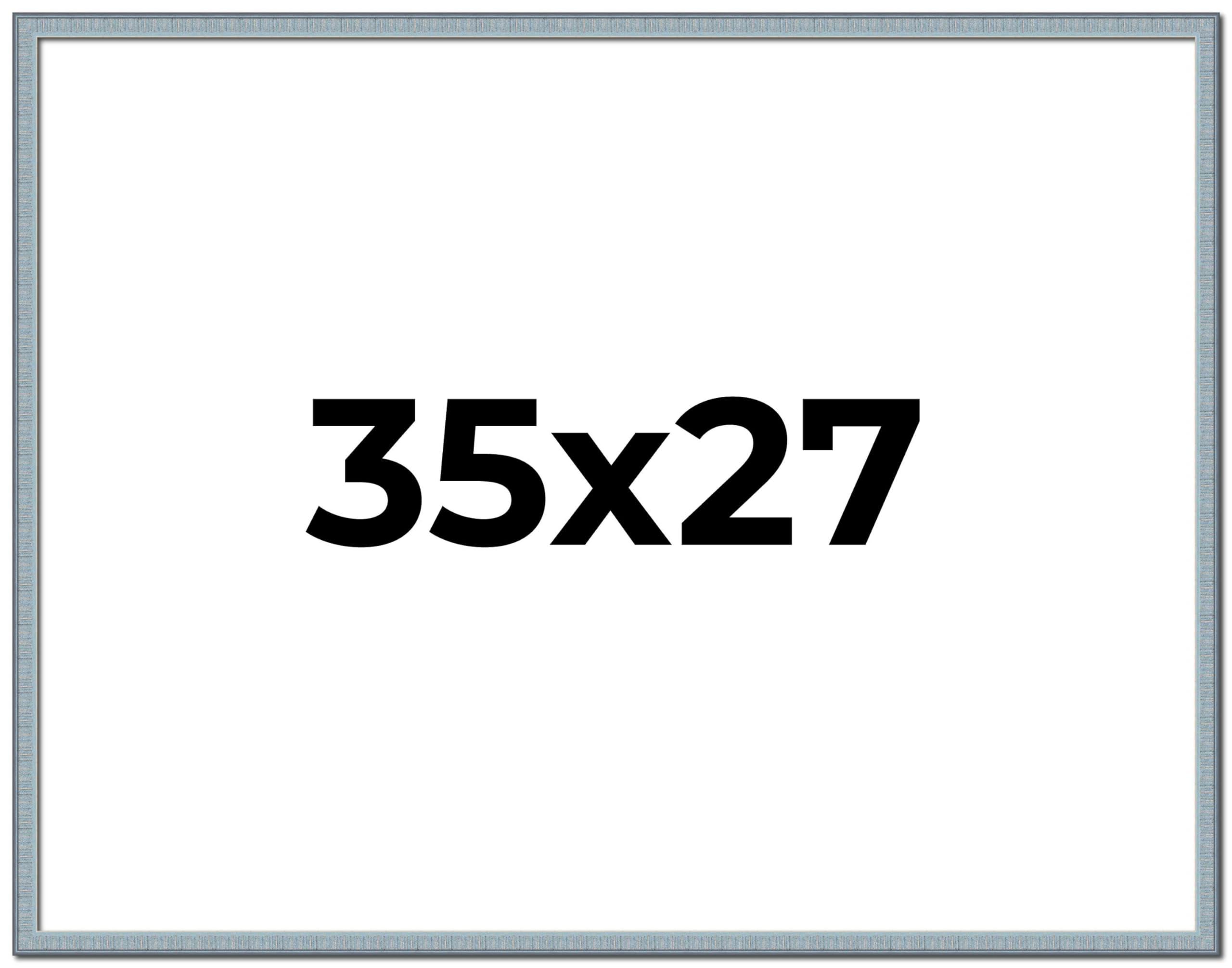 CountryArtHouse 35x27 Frame Blue Picture Frame - Complete Modern Photo Frame Includes UV Acrylic Shatter Guard Front, Acid Free Foam Backing Board, Hanging Hardware Wood Wall Frames for Family Photos - no Mat