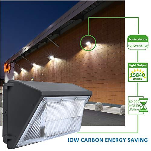 LEDMO LEDMO 120W LED Wall Pack Light 15840LM 840W HPS/HID Equivalent 5000K LED Security Flood Commercial and Industrial Outdoor LED Wall Lights for Parking Lots|Warehouses|Factories|House