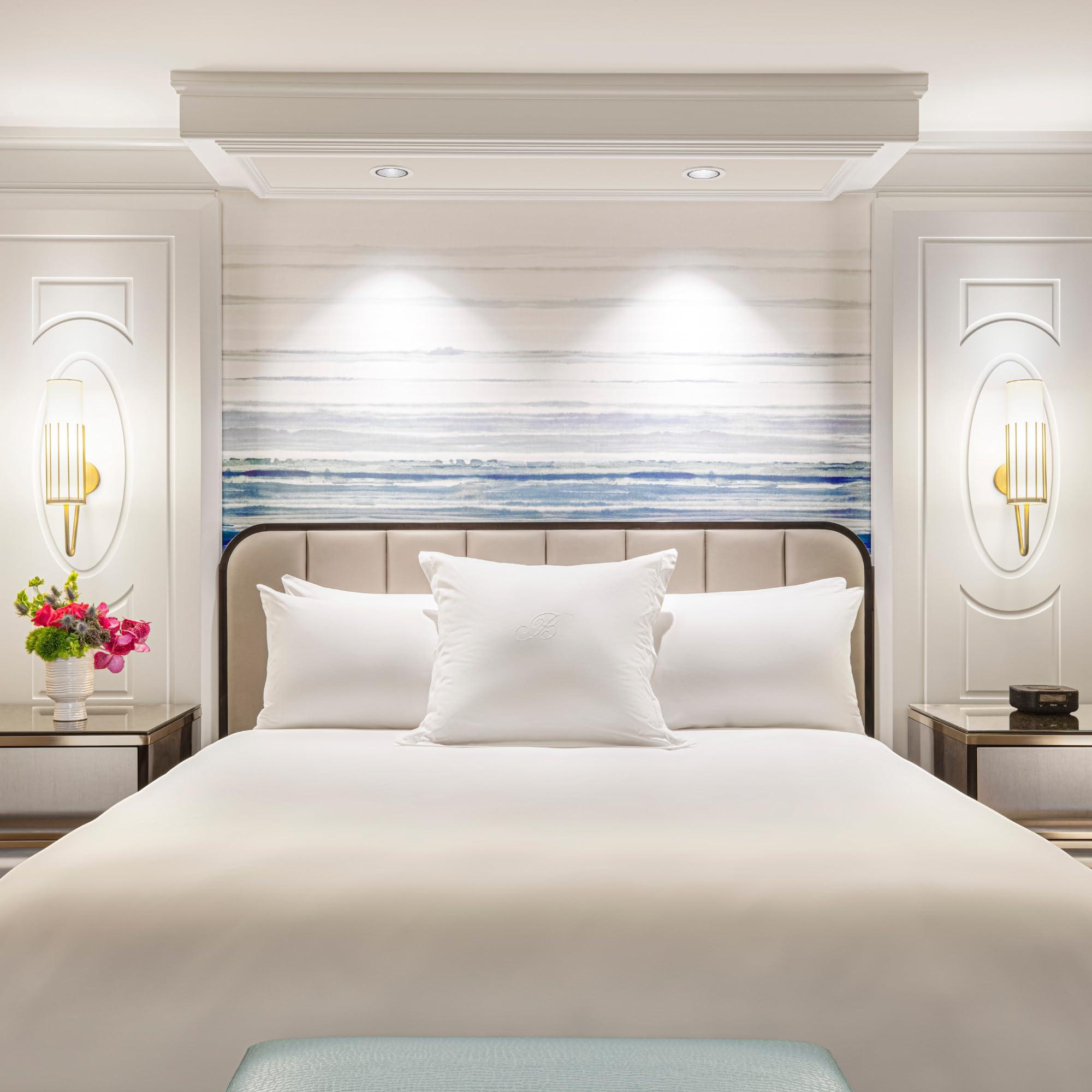 Bellagio Bellagio Hotel Featherbed Mattress Topper - Thick Mattress Pad Cover - 100% Cotton Cover & Duck Feather Fill - 2"" Thick Gusset - Queen, White