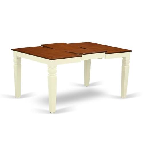 East West Furniture East West Furniture WECL5-BMK-W 5 Piece Modern Dining Table Set Includes a Rectangle Wooden Table with Butterfly Leaf and 4 Kitchen Dining Chairs, 42x60 Inch, Buttermilk & Cherry
