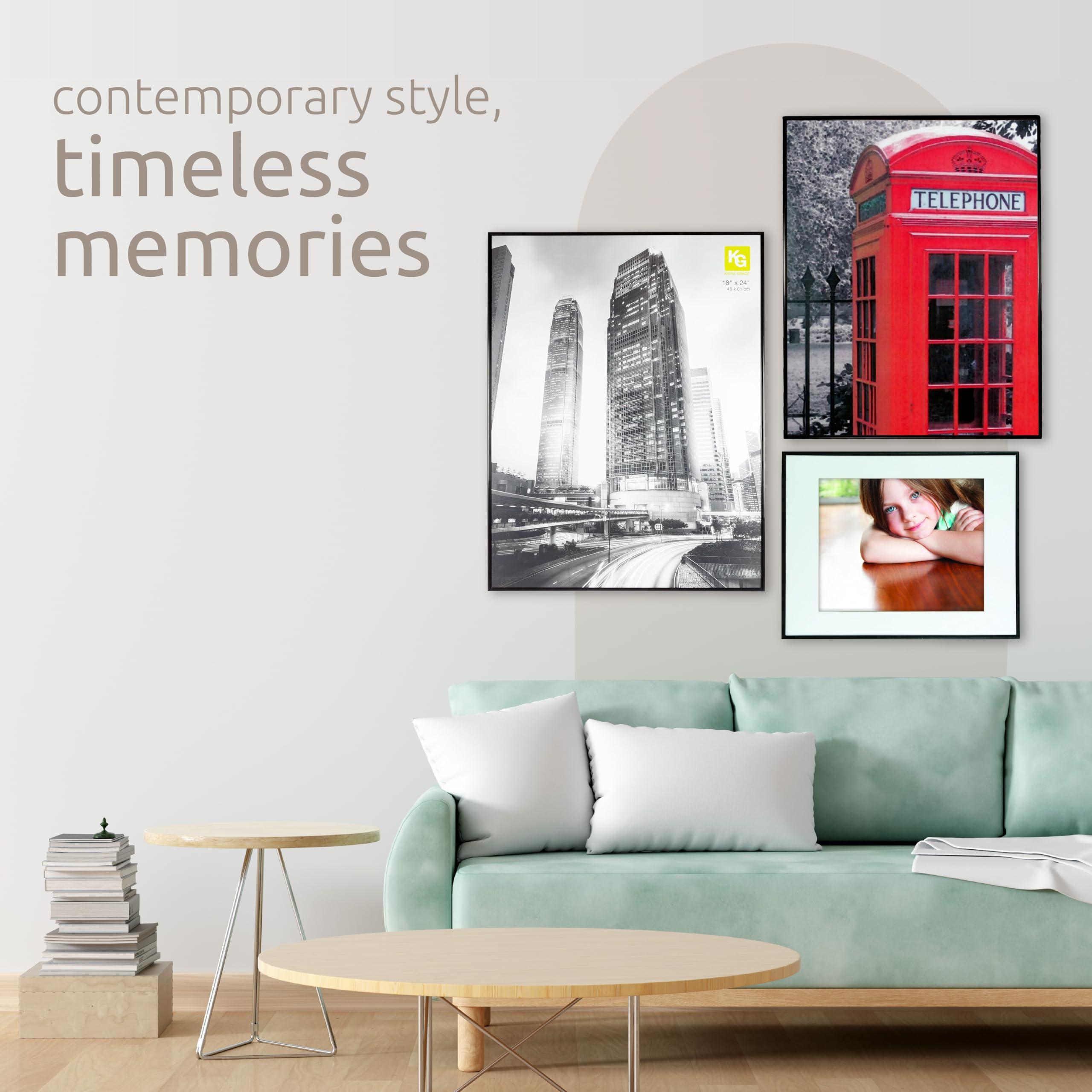 Kiera Grace Kiera Grace Uptown Aluminum Hanging Poster Frame, Sleek Picture Frame with Glass Cover, Perfect for Pictures, Photos, and Art Prints, Matte Black, 11.25\" x 14.25\"