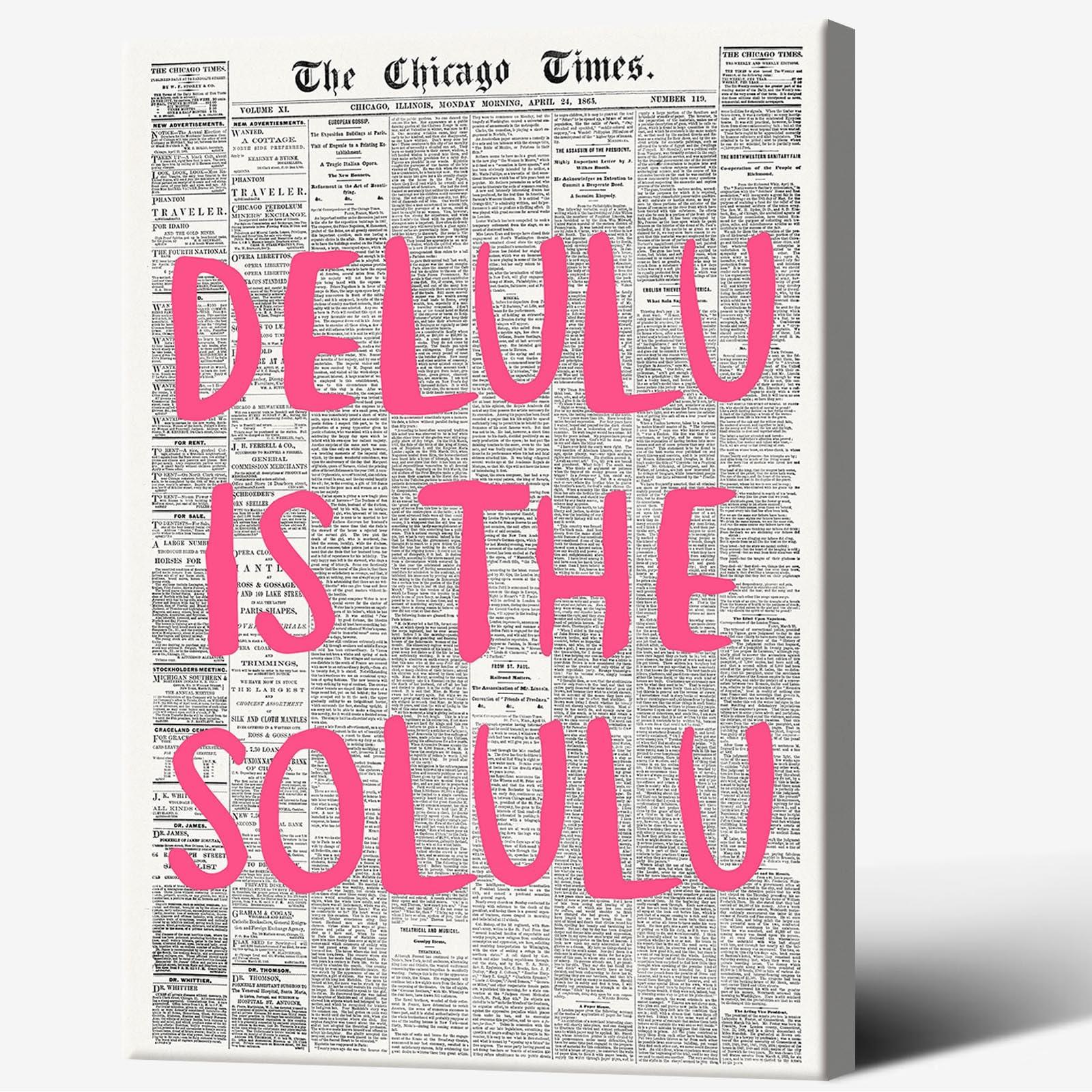 Generic Pink Font Trendy Newspaper Wall Art Retro Black And White Affirmation Quote Canvas Posters Funky Girls Preppy Room Aesthetic Prints Painting For Apartment Bedroom Decor 12x16in Framed