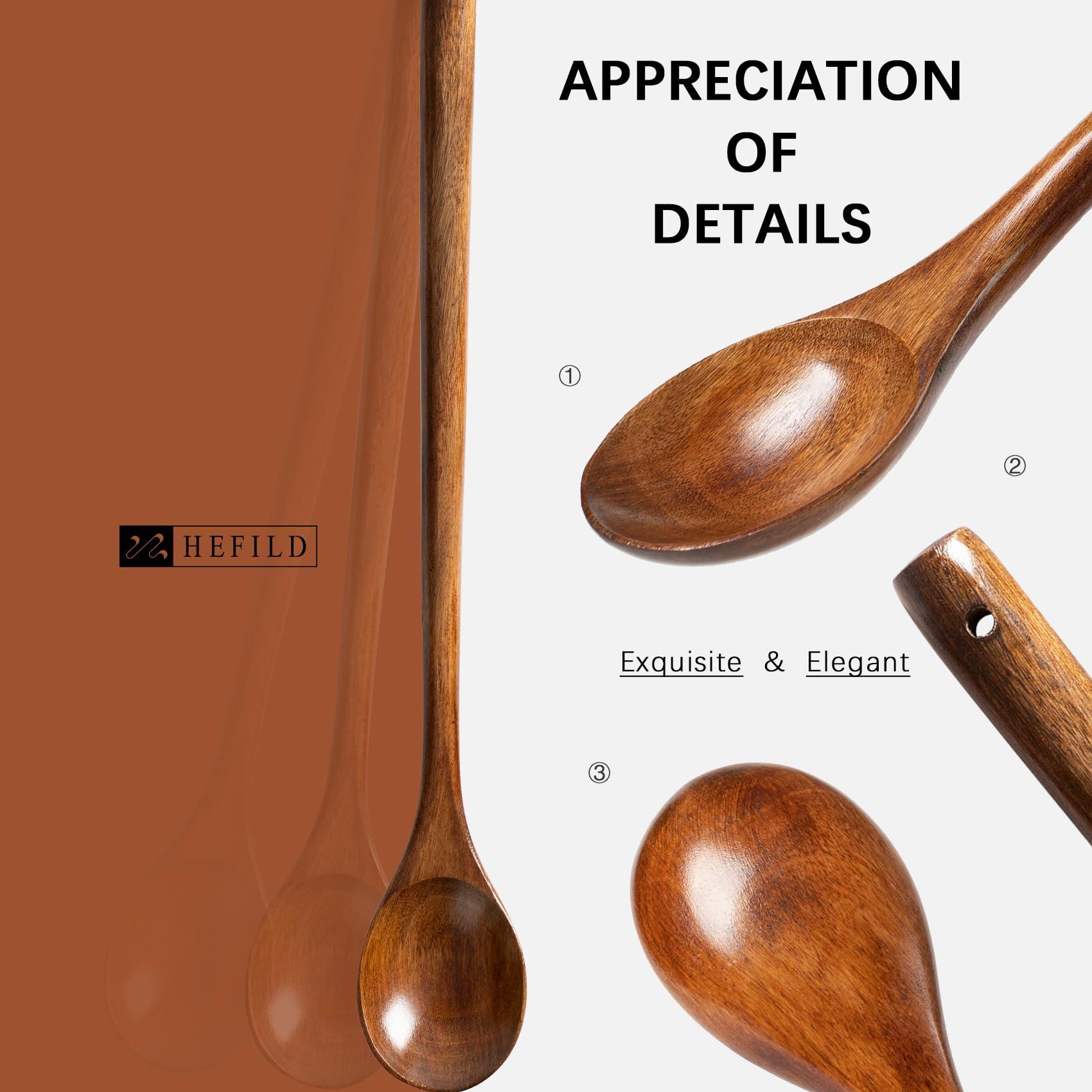Hefild Hefild 6.7inch 6PCS Wooden Spoons for Honey and 13inch 3PCS Large Wooden Spoons for Cooking