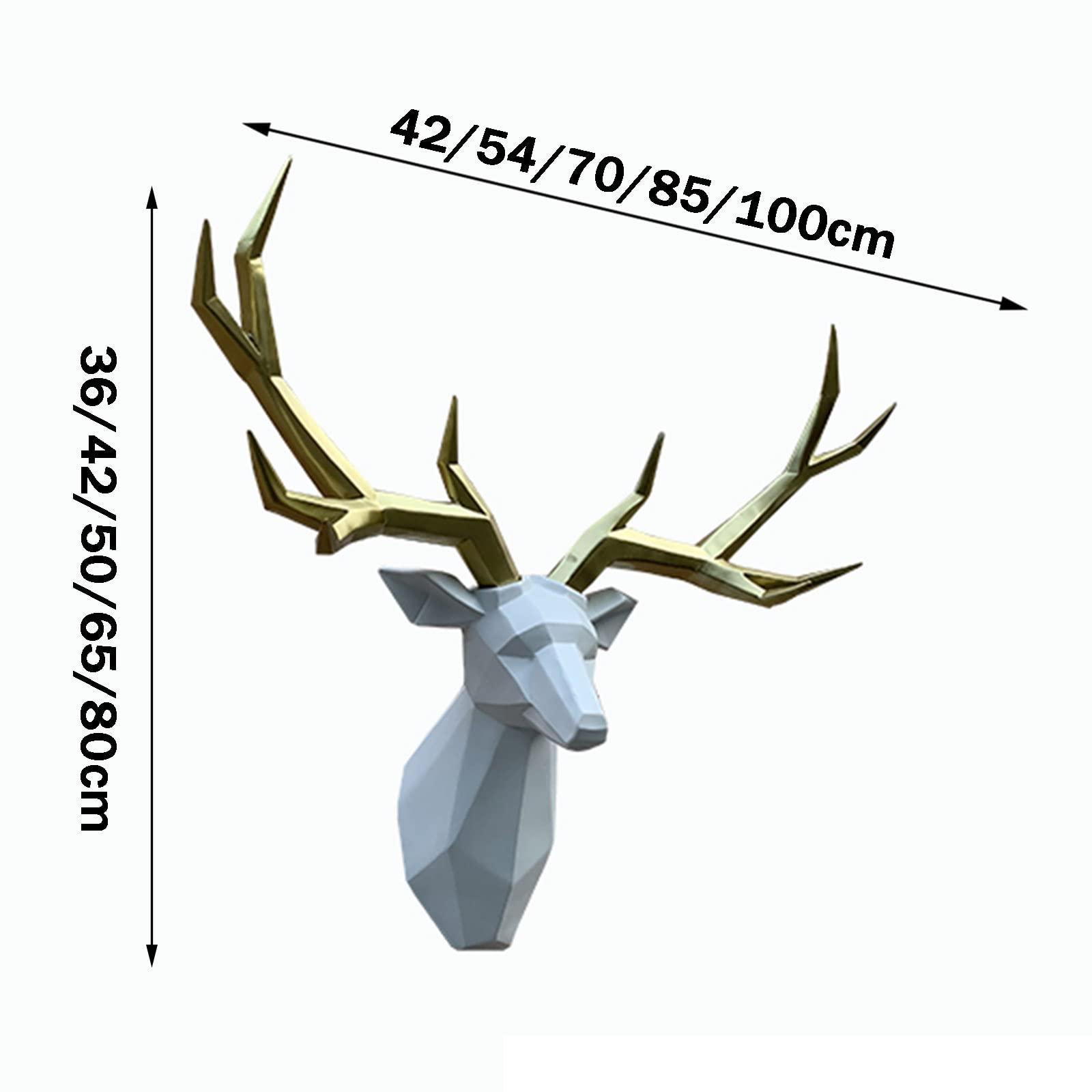LLYLA Faux Deer Head,Wall Mounted Faux Antlers Wall Decor,Faux Taxidermy Animal Head Home Decor,Modern Light Luxury Style Geometrical Deer Antlers,for Home Office and Farmhouse