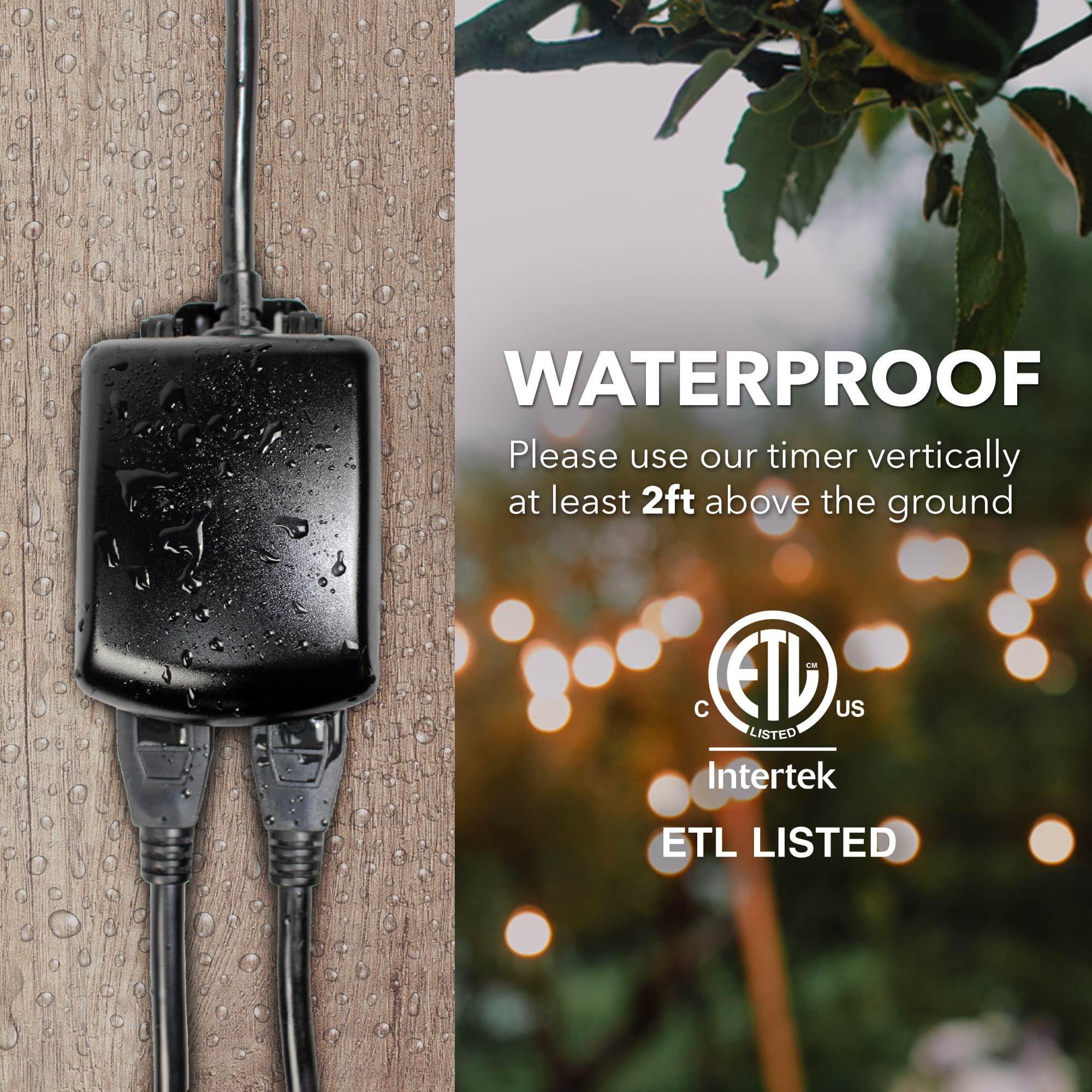 BN-LINK BN-LINK 24 Hour Heavy Duty Mechanical Timer, Outlet Timer with 15 Minutes Intervals, Outdoor Timer Outlet Waterproof, 2 Grounded Outlets for Christmas Lights,15A 1/2HP, ETL Listed