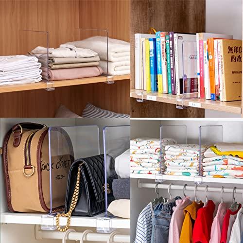 Cq acrylic Acrylic Closet Shelf Dividers - Clear Organizer for Wood Shelves,Purses and Clothes Separation,Ideal for Kitchen and Bedroom Storage,Sweater Dividers, Handbag and Clothing Organizer,Pack of 6