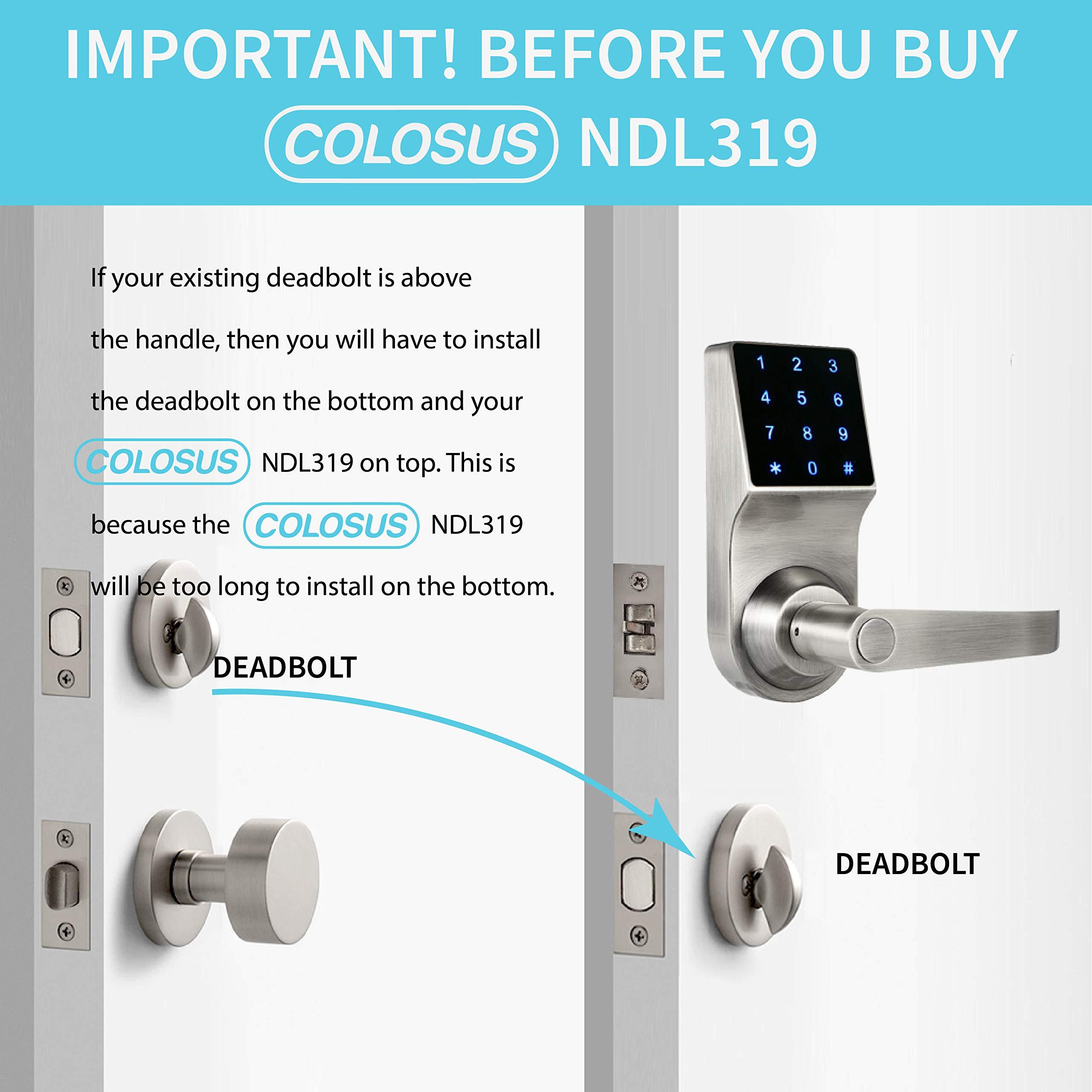 Colosus Electronic Keyless Door Lock, Keyless Entry with Touchscreen, Key Fobs, Remote Control, Keys for Home, Office or Commercial, Silver NDL319