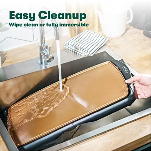 BELLA BELLA Electric Ceramic Titanium Griddle, Make 10 Eggs At Once, Healthy-Eco Non-stick Coating, Hassle-Free Clean Up, Large Submersible Cooking Surface, 10.5" x 20", Copper/Black