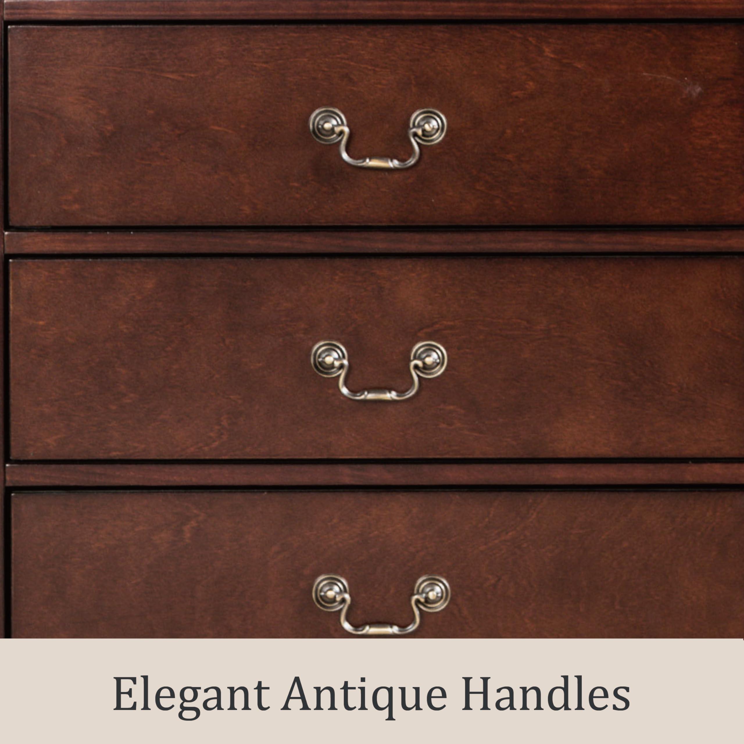 Furniture of America Furniture of America Louis Philippe Traditional Wooden 6 Drawer Dresser with Mirror, Vintage Bedroom Set, Accent Vanity Dressing Table with Antique Nickle Handles, Walk-in Closet, Standard, Cherry