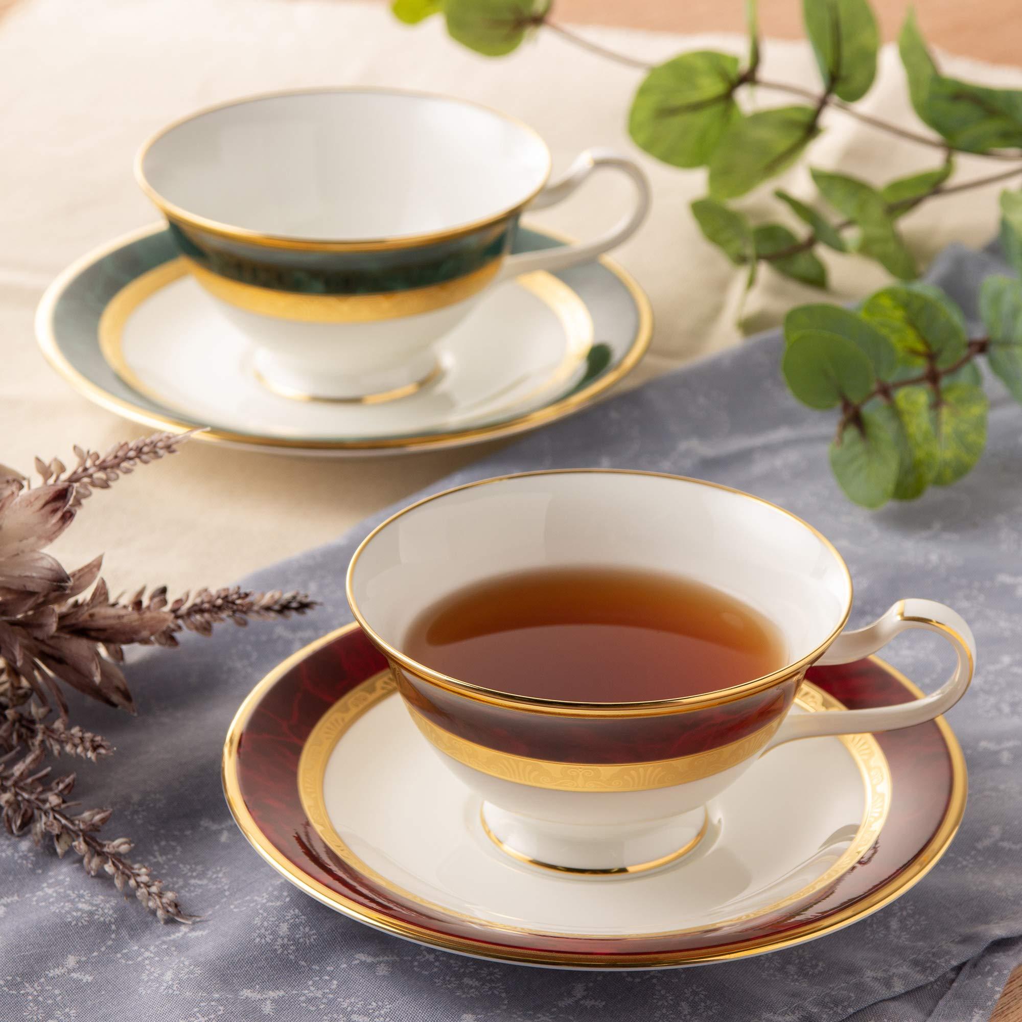Noritake Noritake Y6988/47332 Cup & Saucer (Color Changing Pair Set) (COFFEE & TEA COFFEE) 220cc Fitzgerald & Hemingway 2 Guests Green Marron Bone China