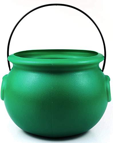 GiftExpress GIFTEXPRESS 8\" Green Cauldron Kettle for St Patrick Day, Mardi Gras, Halloween, Pot of Gold Pot, Lucky Leprechaun Pot, Plastic Cauldron