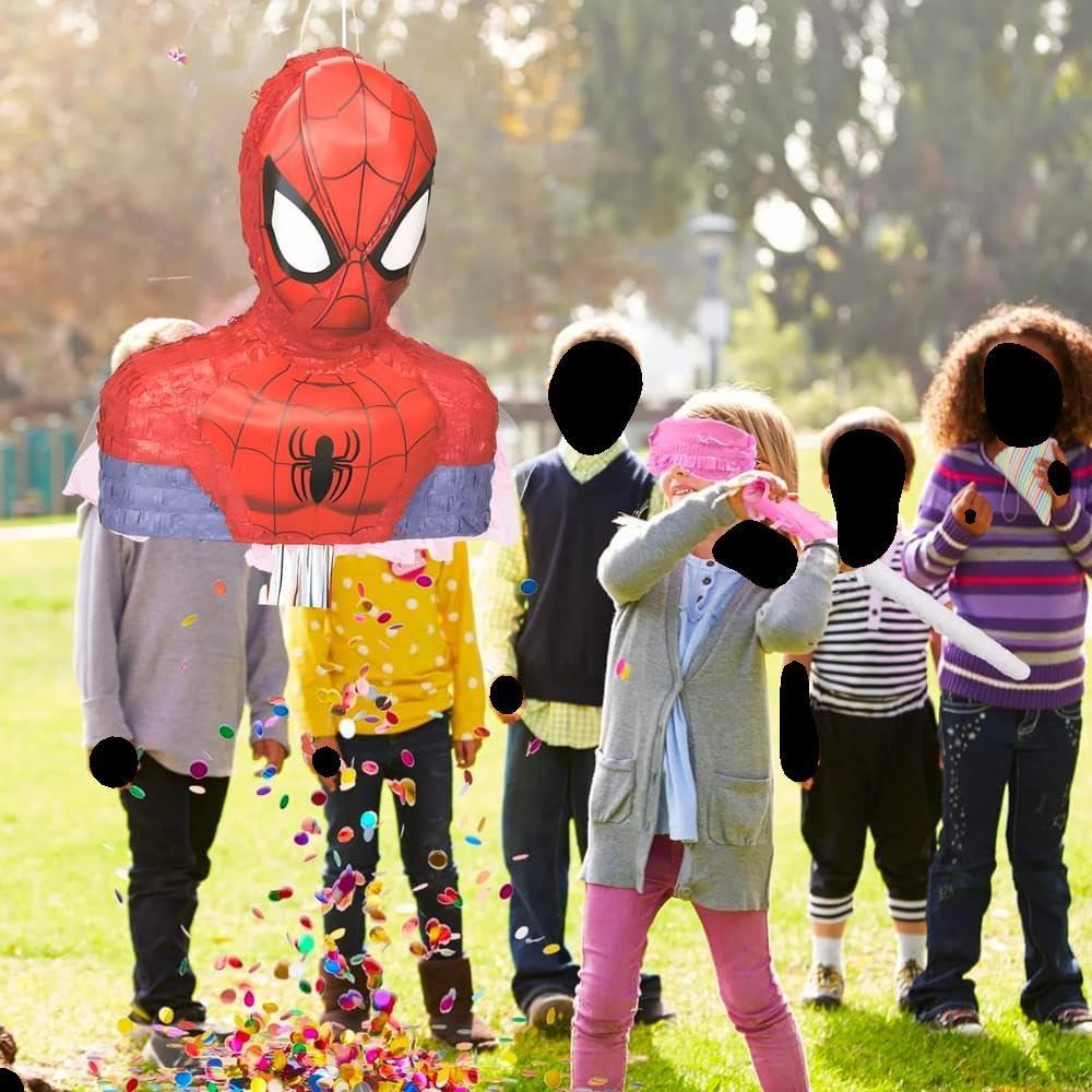 Unique Spiderman 3D Pull String Pinata - 17\" x 14\" (1 Pc.) - Easy to Set-Up Birthday Decorations & Party Supplies - Perfect Fun Party Game for Birthdays, Themed Parties, Baby Showers & More