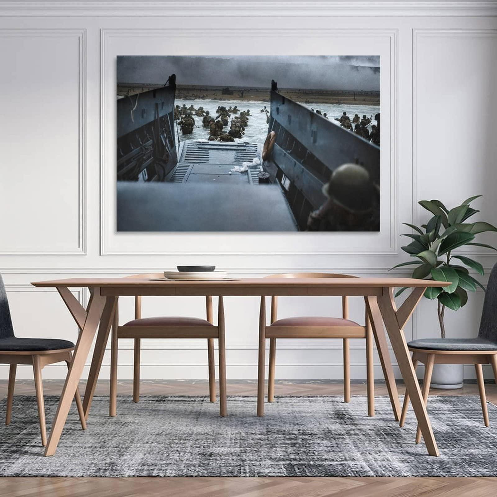BEBUSH D-Day 1944 World War II Memorabilia World History Classroom Decoration World War II Art Posters Canvas Wall Art Prints for Wall Decor Room Decor Bedroom Decor Gifts 20x30inch(50x75cm) Unframe-STYL