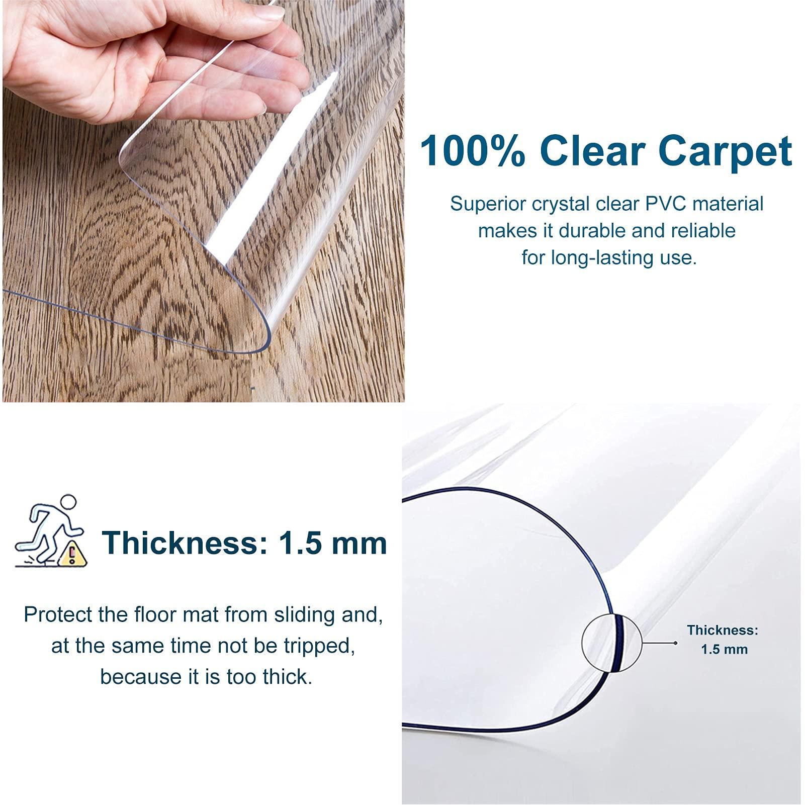 Hallway Runner Hallway Runner Rug Skid-Resistant Heavy Duty Carpet Runner, Plastic Vinyl Hardwood Floor Clear Rug Runners, 3 M / 4 M / 5 M / 6 M / 7 M / 8 M Long Optional Mats (Size : 1m x 1m/39inx39in)