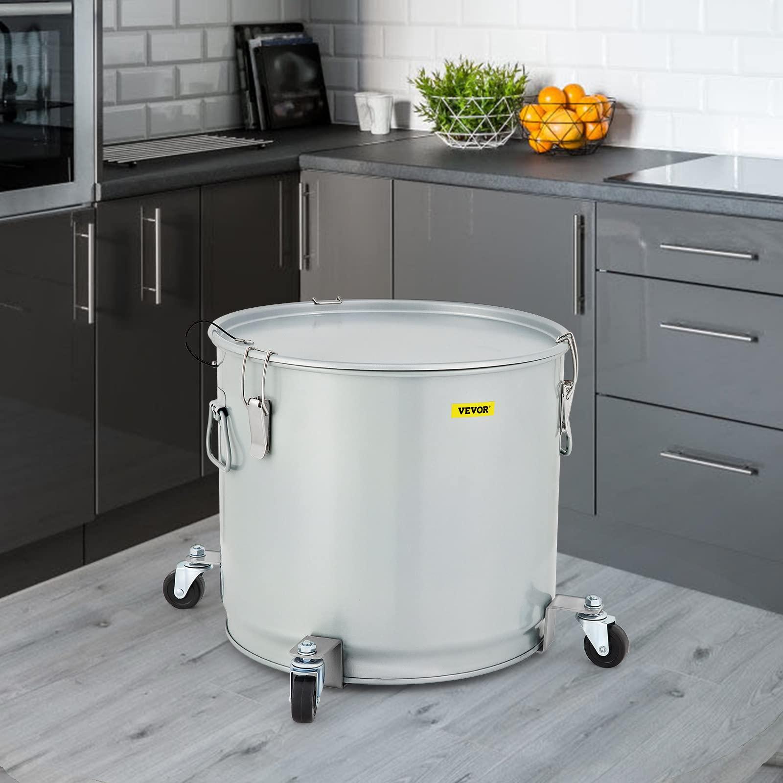 VEVOR VEVOR Fryer Grease Bucket 15.9 Gal, Coated Carbon Steel Oil Filter Pot 60L with Caster Base, Oil Disposal Caddy with 123 LBS Capacity, Transport Container with Lid Lock Clip Nylon Filter Bag
