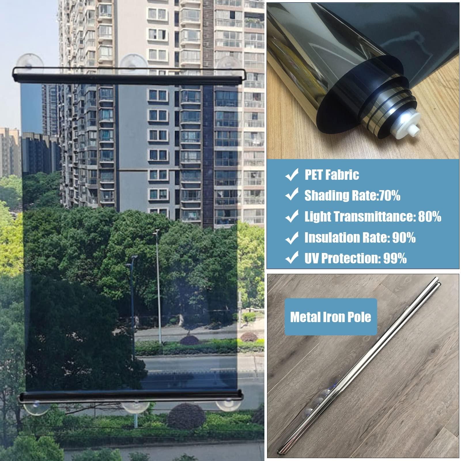 LXLF LXLF Punch-Free One-Way Mirror Roller Blind with Suction Cups, Sun Protection UV Blocking Reflective Heat Control Roll-Up Shade for Summer (Size : 93x150cm/36.6x59in)