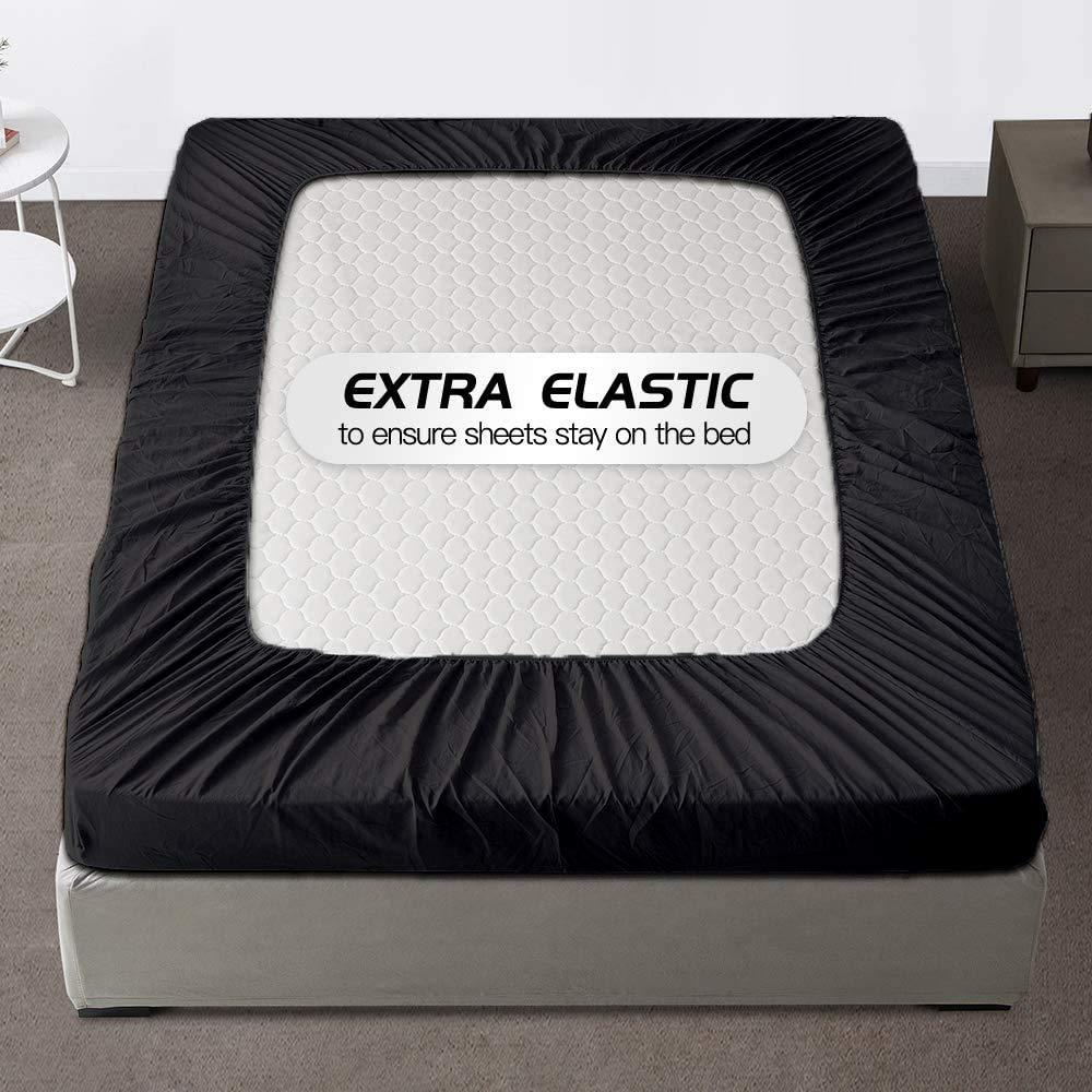 Hadi Bedding Company Hadi Bedding Company King Size Fitted Sheet Only 78 x 80 Inches 21 Inch Deep Pocket 100% Egyptian Cotton 1 Piece Fitted Sheet Only All Around Elastic Wrinkle & Fade Resistant - Black