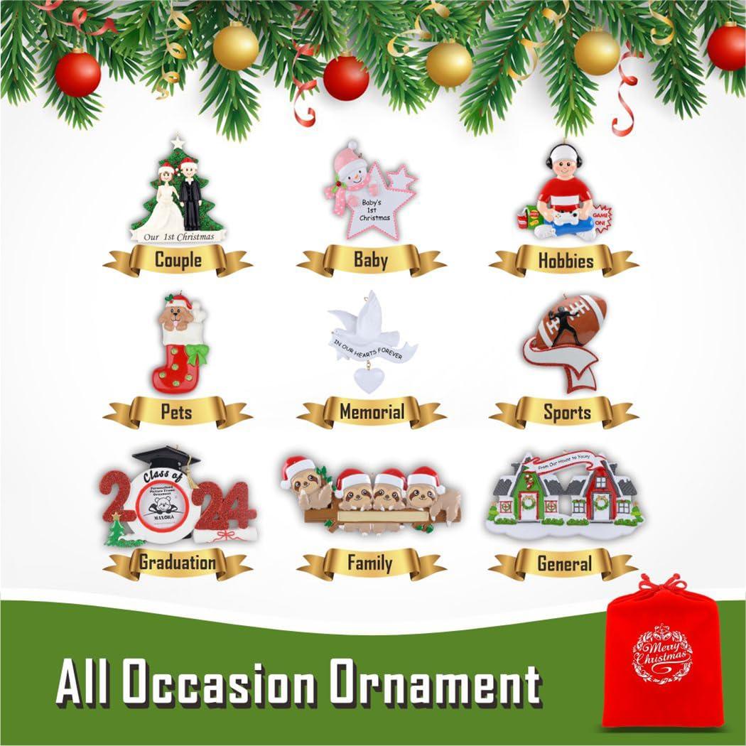 MAXORA MAXORA Personalized 2024 Dated Ornament Family 5 Christmas Ornament