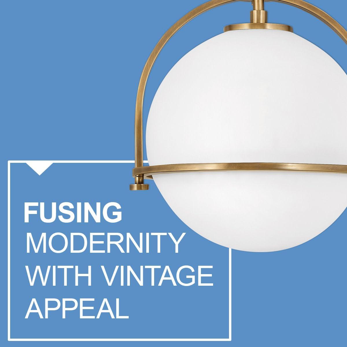 Hinkley Hinkley Somerset 3407HB Small Pendant Light - Adjustable Height, for Even or Sloped Ceilings, Etched Opal Globe, Vintage Chic - Heritage Brass