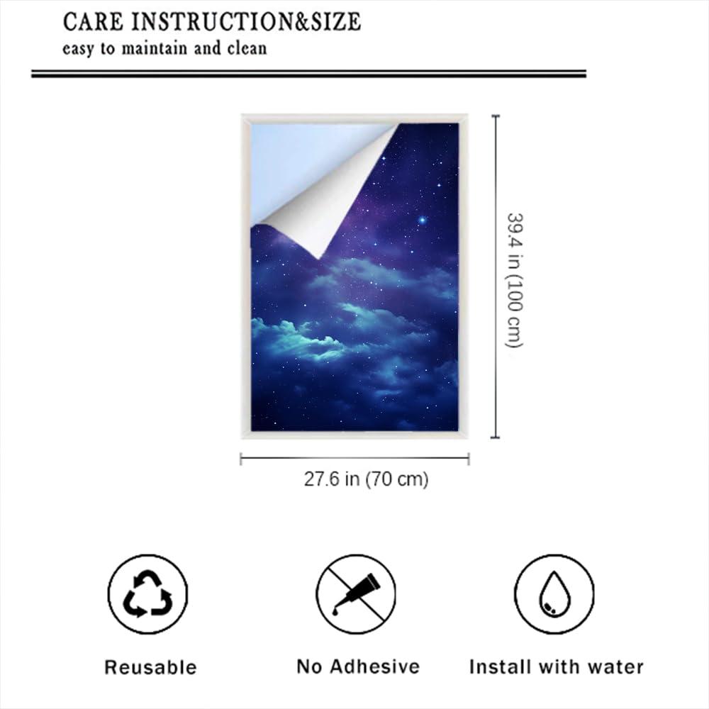 Dunmat Dunmat Gorgeous Galaxy Window Film Sun Blocking Dream Nebula Modern Star Sky Stained Glass Window Film No Glue Decorative Window Cling for Home Window&Glass Door 27.6Wx39.4L
