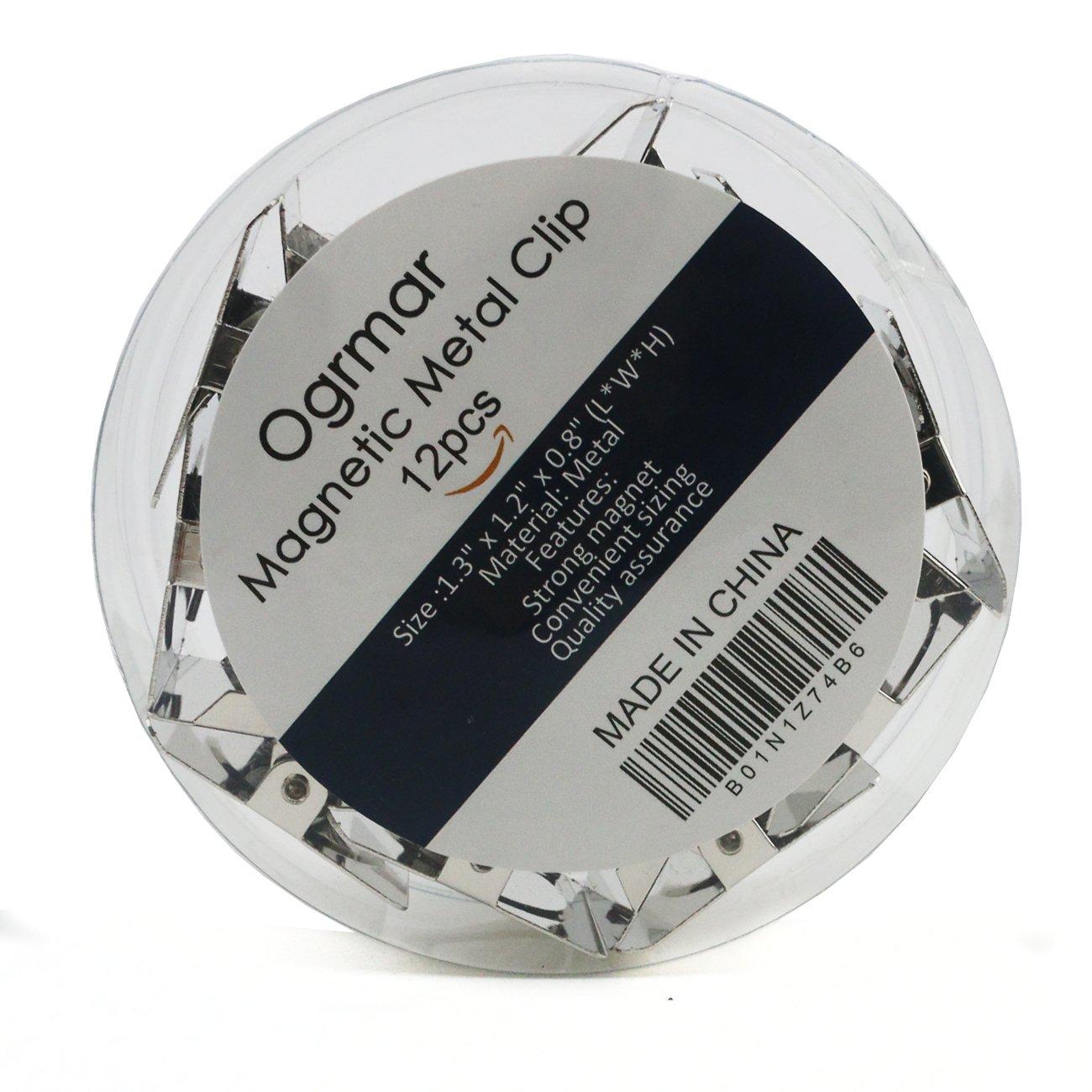 Ogrmar Ogrmar Metal Clip 1.2\"-12 Pack Refrigerator Whiteboard Wall Magnetic Memo Metal Clip (1.2\")